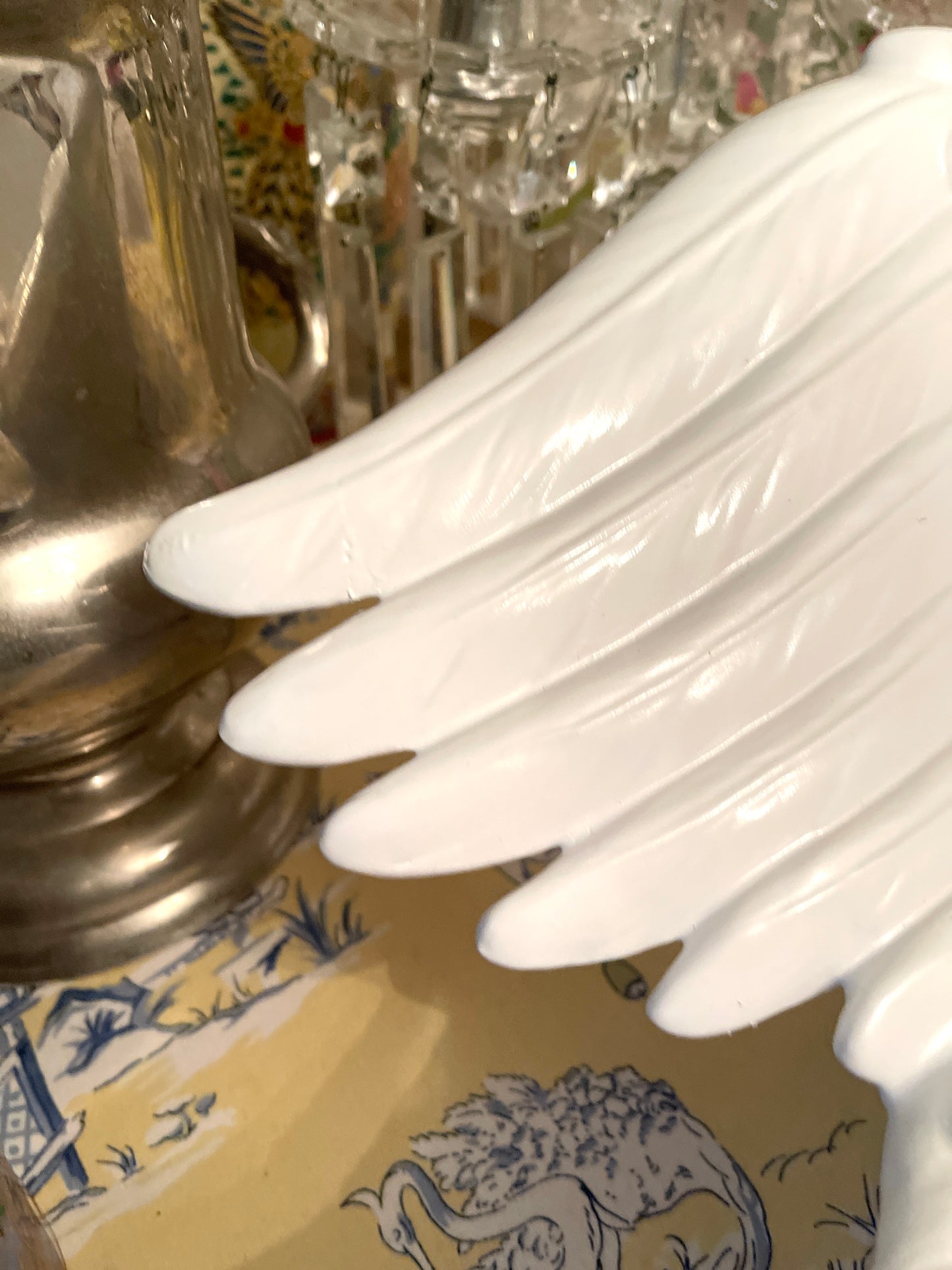 Large Glossy White Ceramic Swan