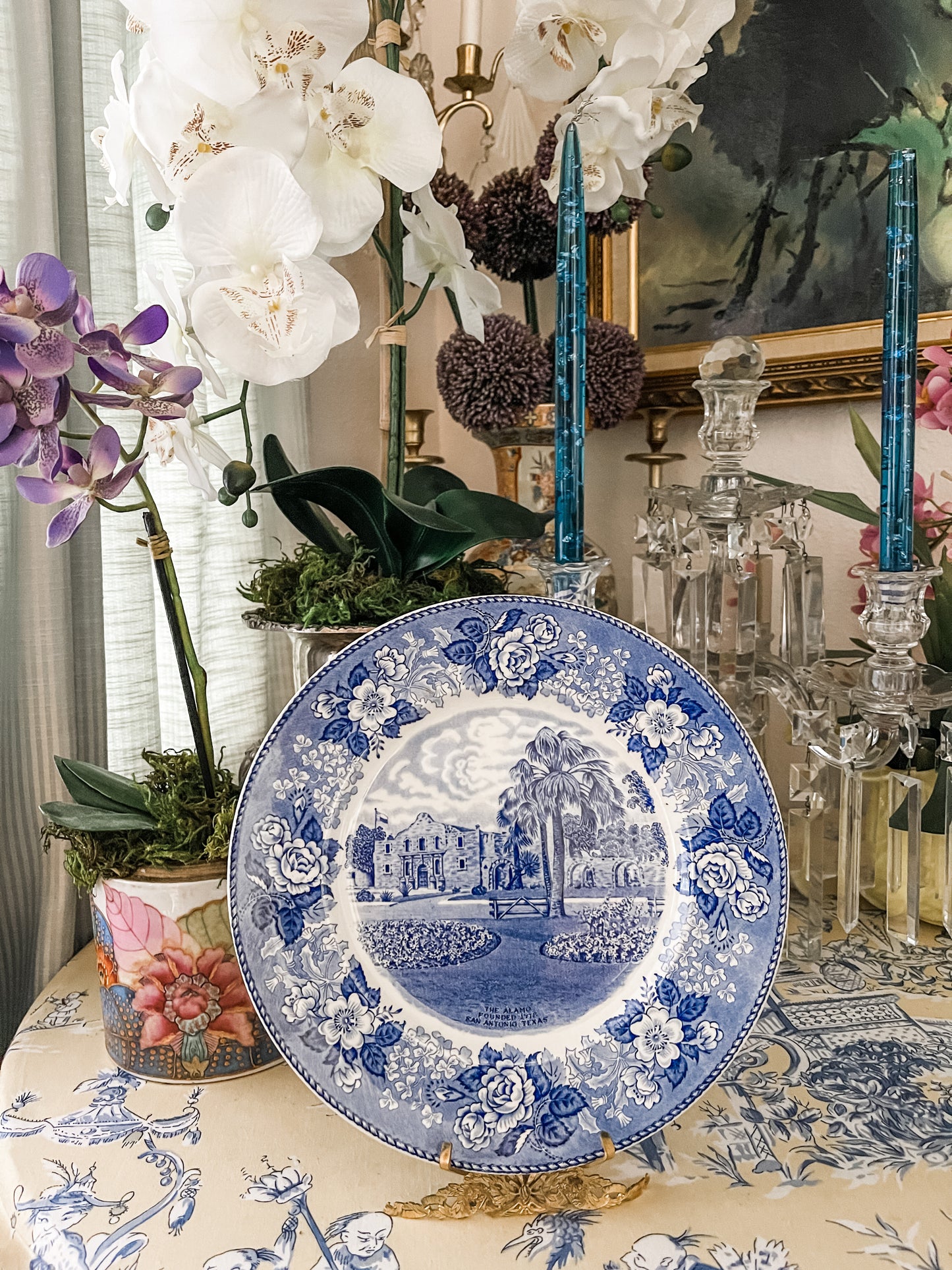 Blue and White Alamo Staffordshire Plate
