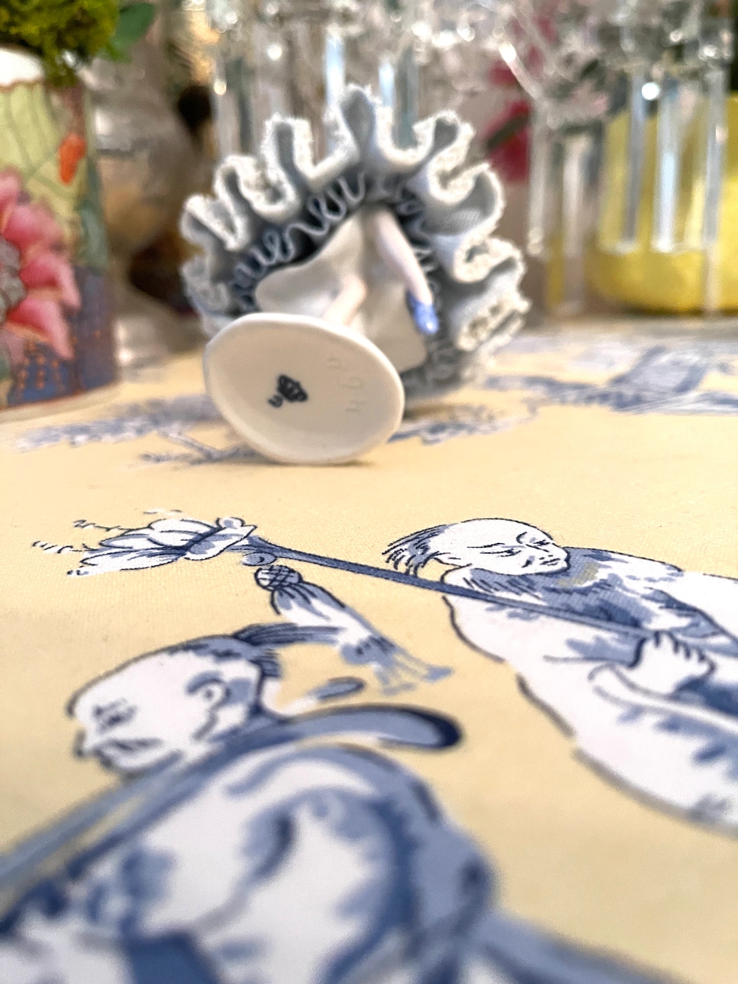 Dresden Ballerina, Vintage Shelf Decor, Blue and White Nursery Decor