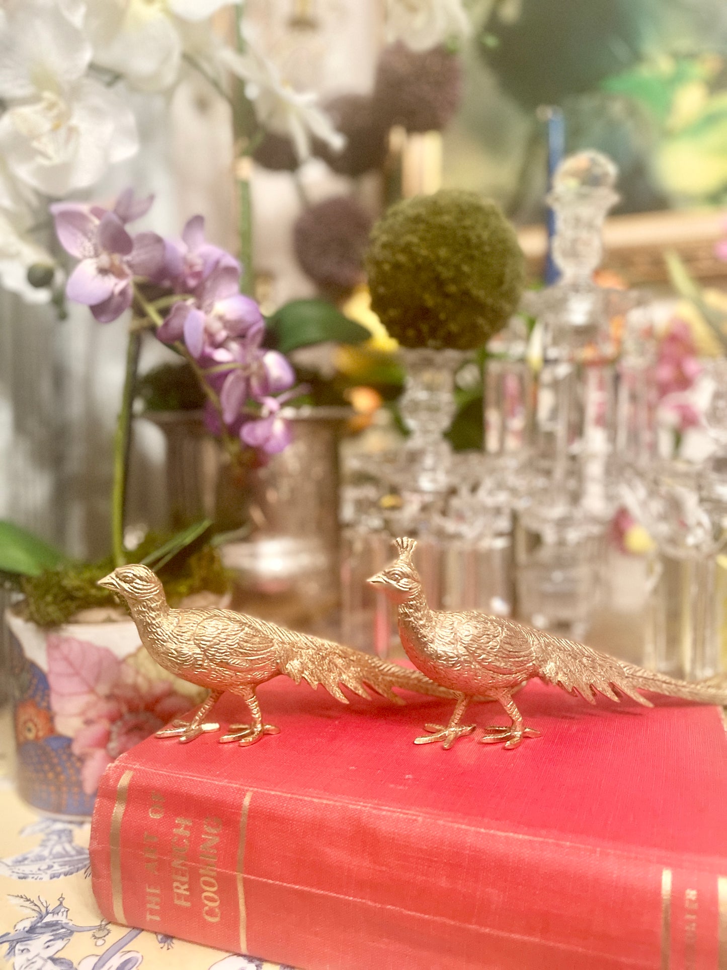 Vintage Gold Tole Pheasants