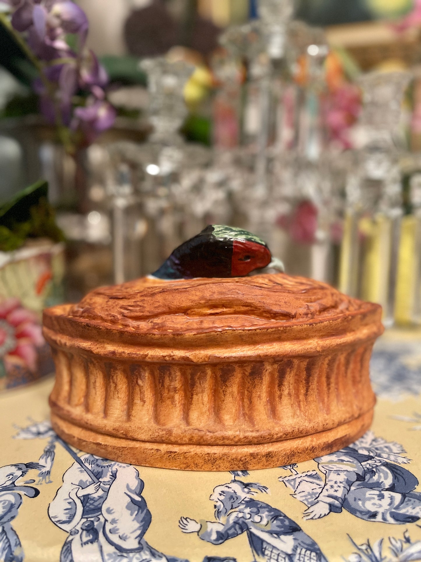 Vintage Pillivurt French Pheasant Trompe L'Oeil Tureen, French Pillivurt Pheasant Terrine Dish & Lid