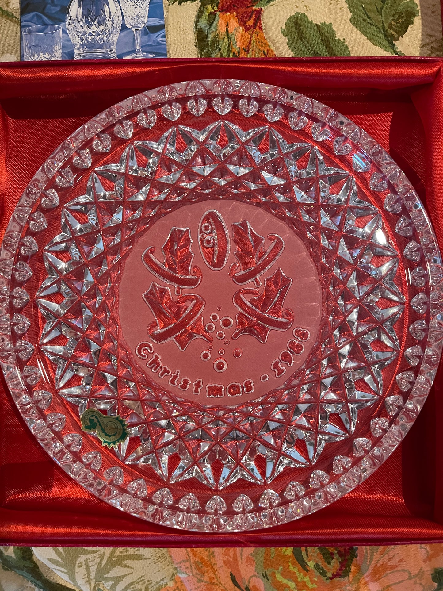 1988 Waterford Crystal Five Golden Rings Twelve Days of Christmas Plate, NIB
