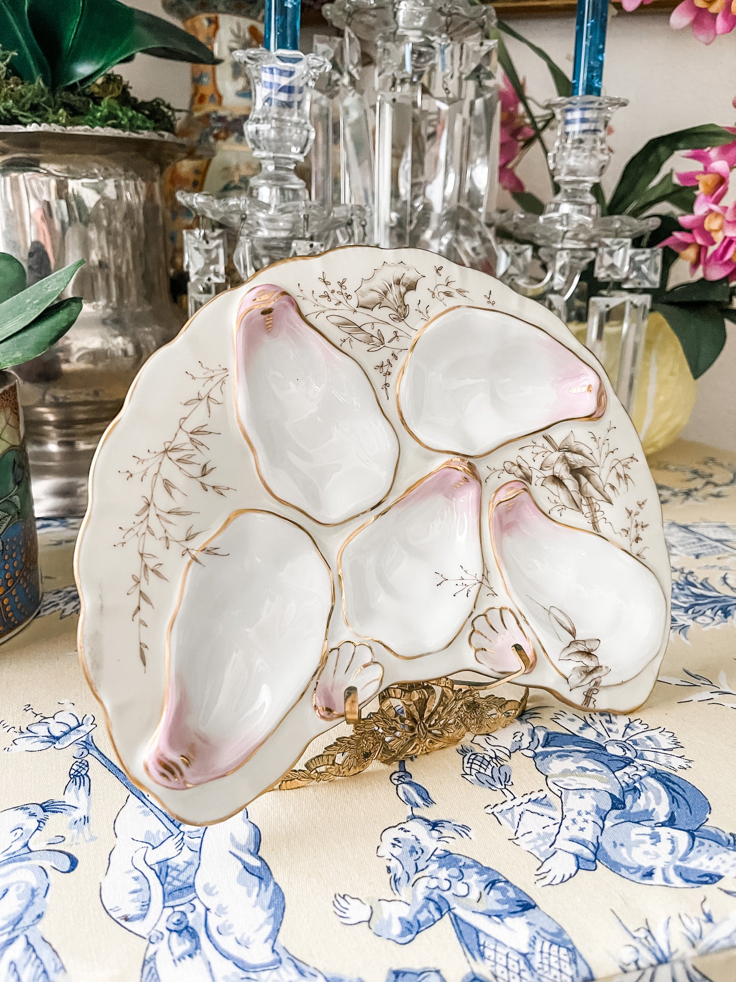 Antique Oyster Plate, ABR French Co, Boston, circa Early 1900s