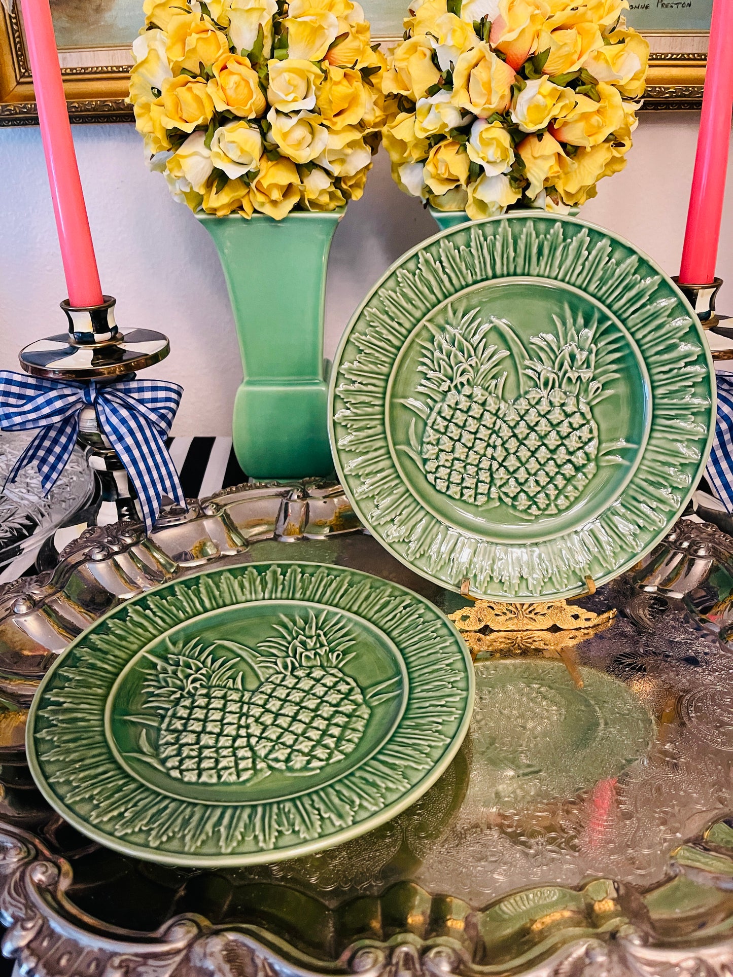 Bordallo Pinheiro Pineapple Plates, Set of Two