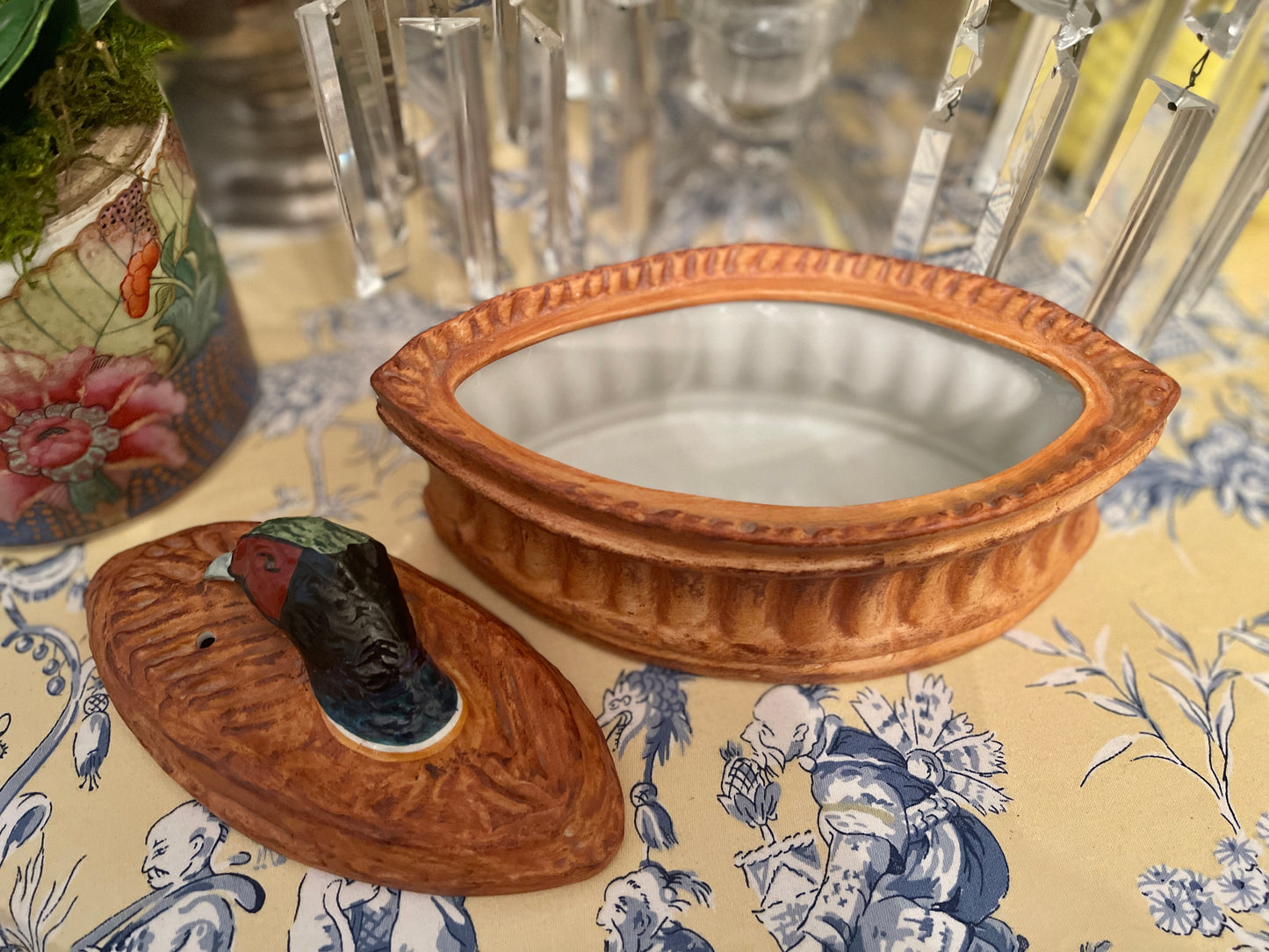 Vintage Pillivurt French Pheasant Trompe L'Oeil Tureen, French Pillivurt Pheasant Terrine Dish & Lid