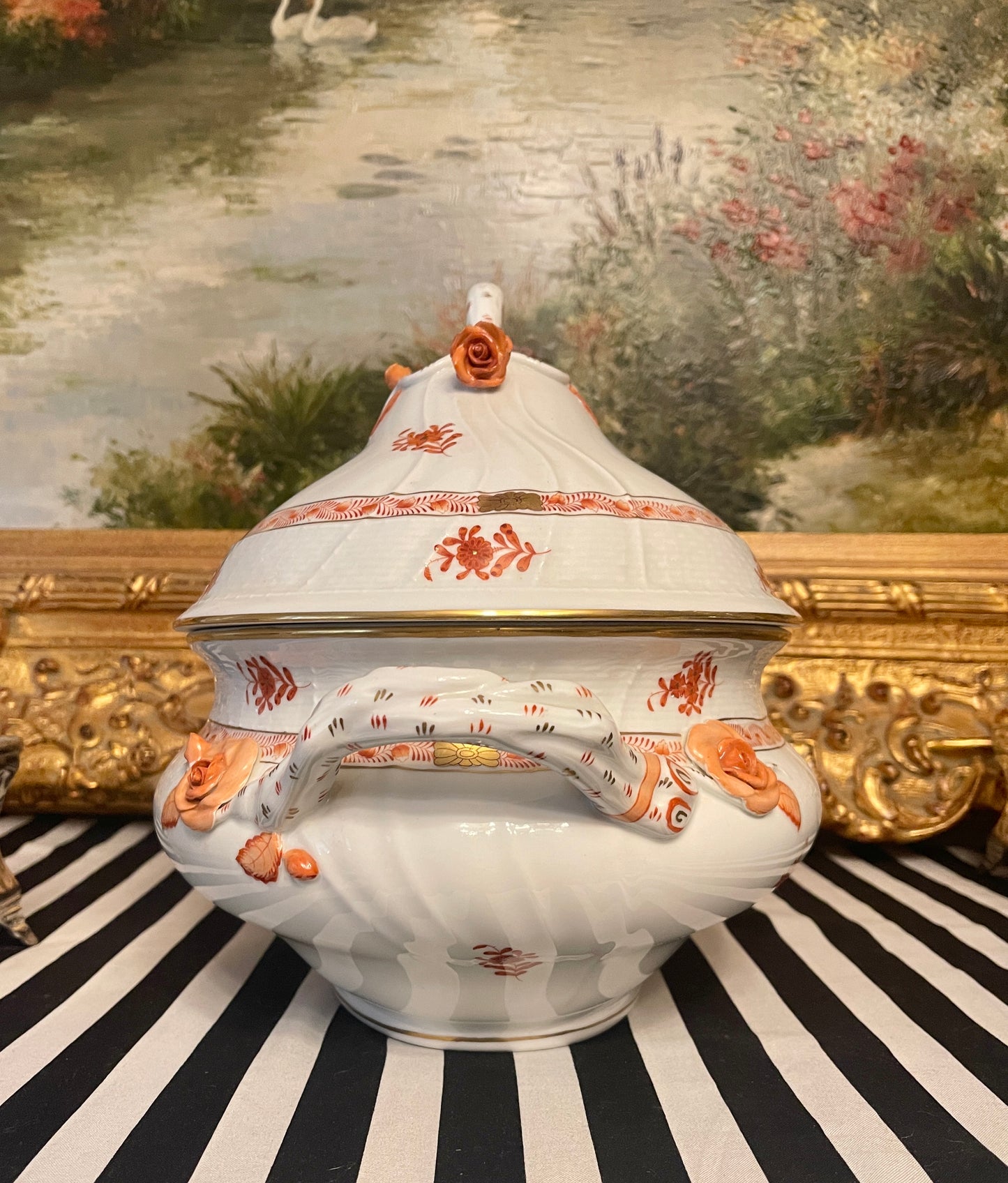Large Herend Chinese Bouquet Tureen with Branch Handles