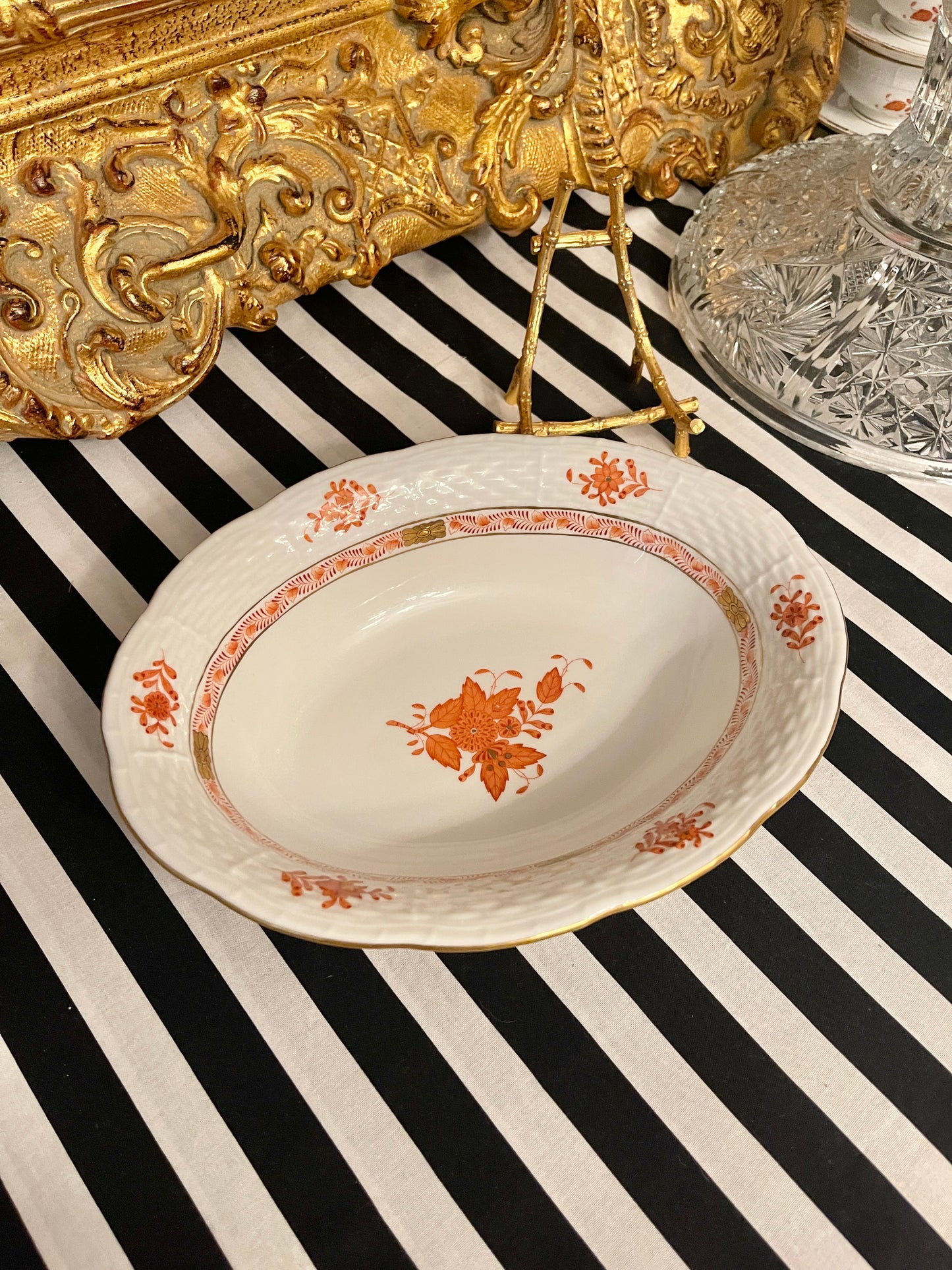 Herend Rust Chinese Bouquet Oval Serving Bowl, Vintage