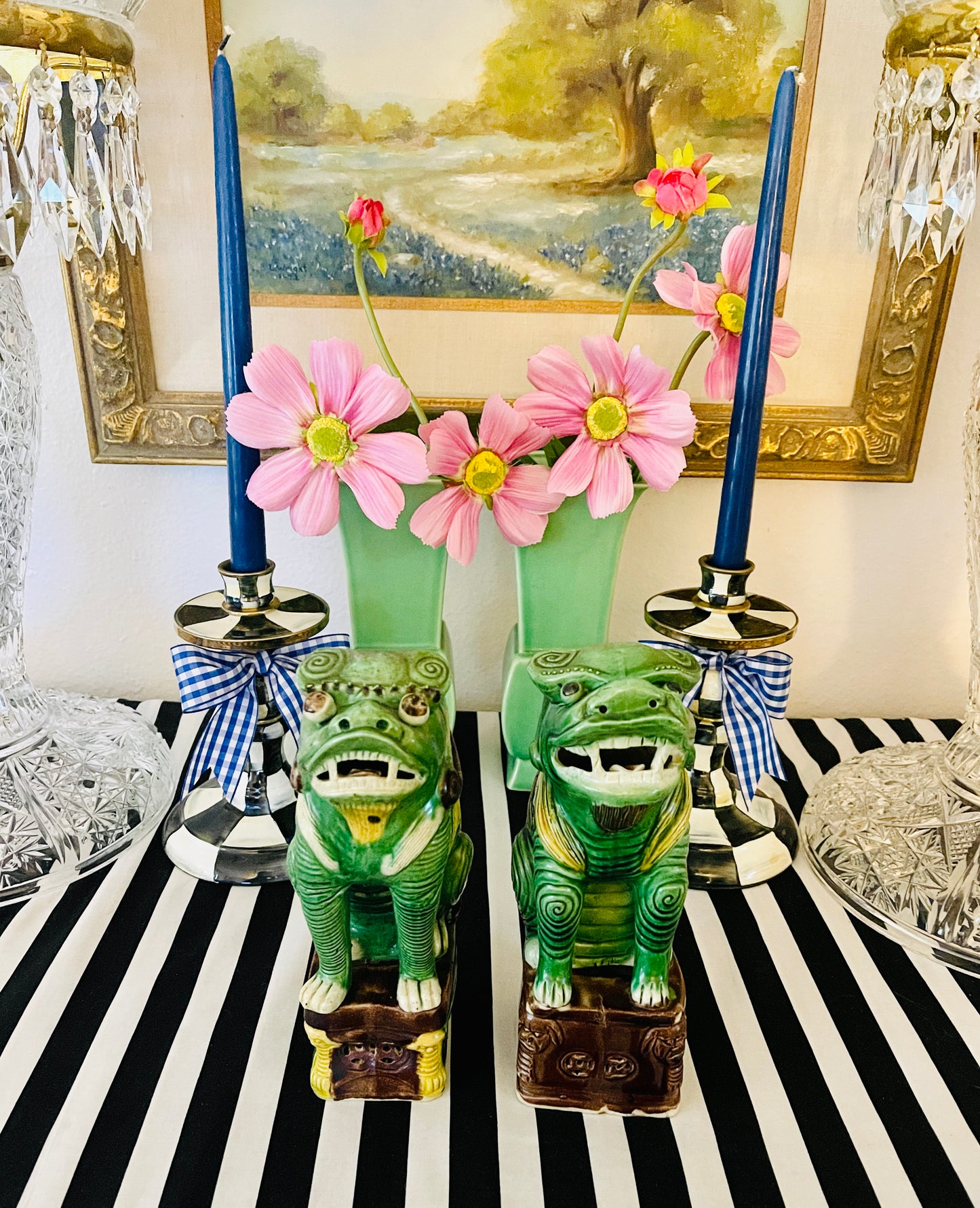 Vintage Foo Dogs, Glazed Chinese Porcelain, OLD