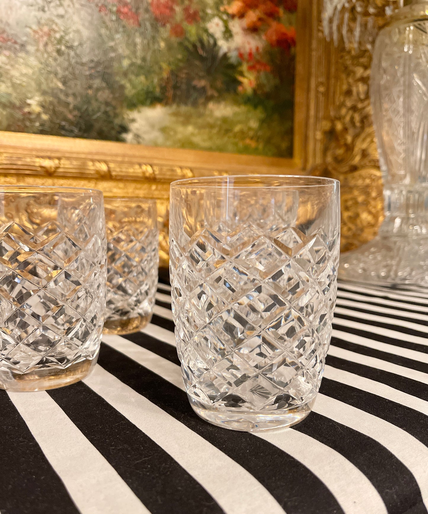 Vintage Waterford Crystal Comeragh Double Old Fashioned Tumbler Glasses, Sold in Pairs