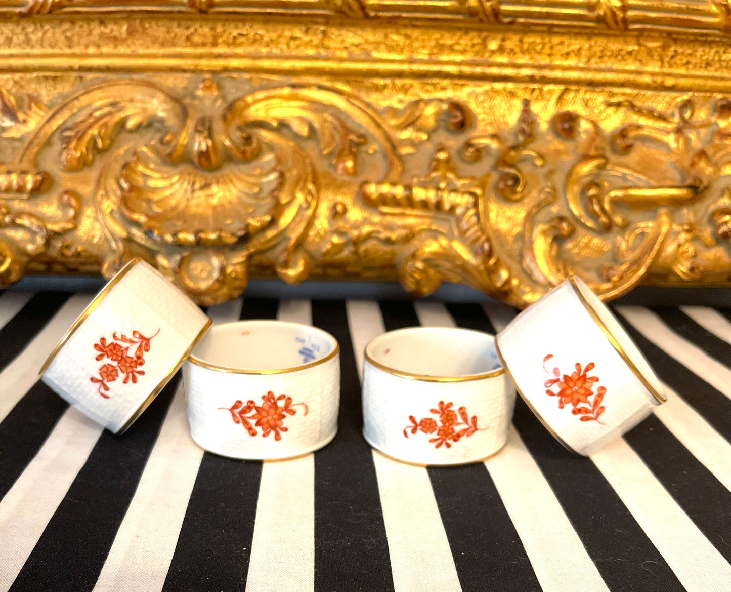 Set #2 Herend Chinese Bouquet Napkin Rings, Set of Four