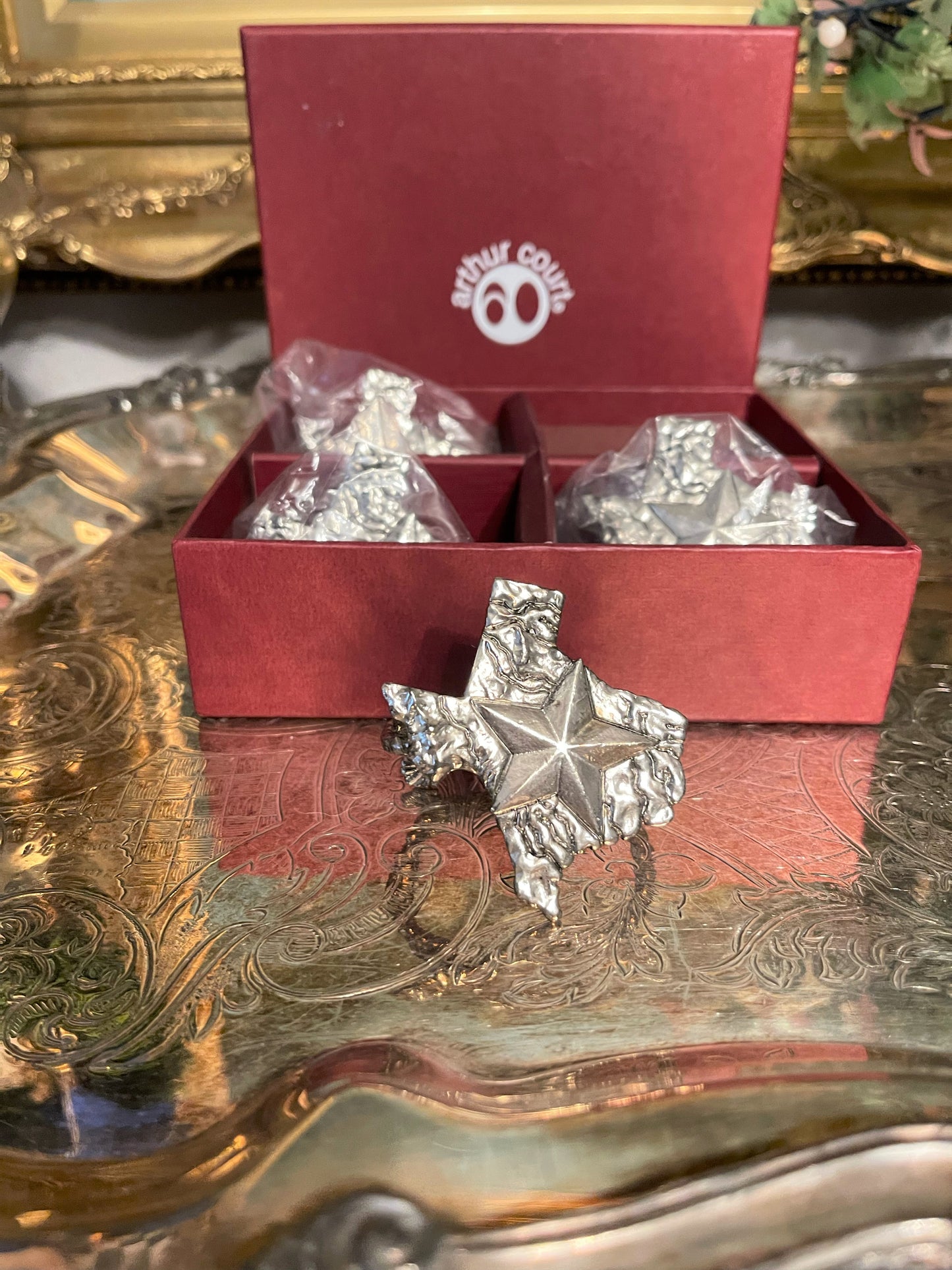 Texas, The Lone Star State, Arthur Court Napkin Rings, in Original Box