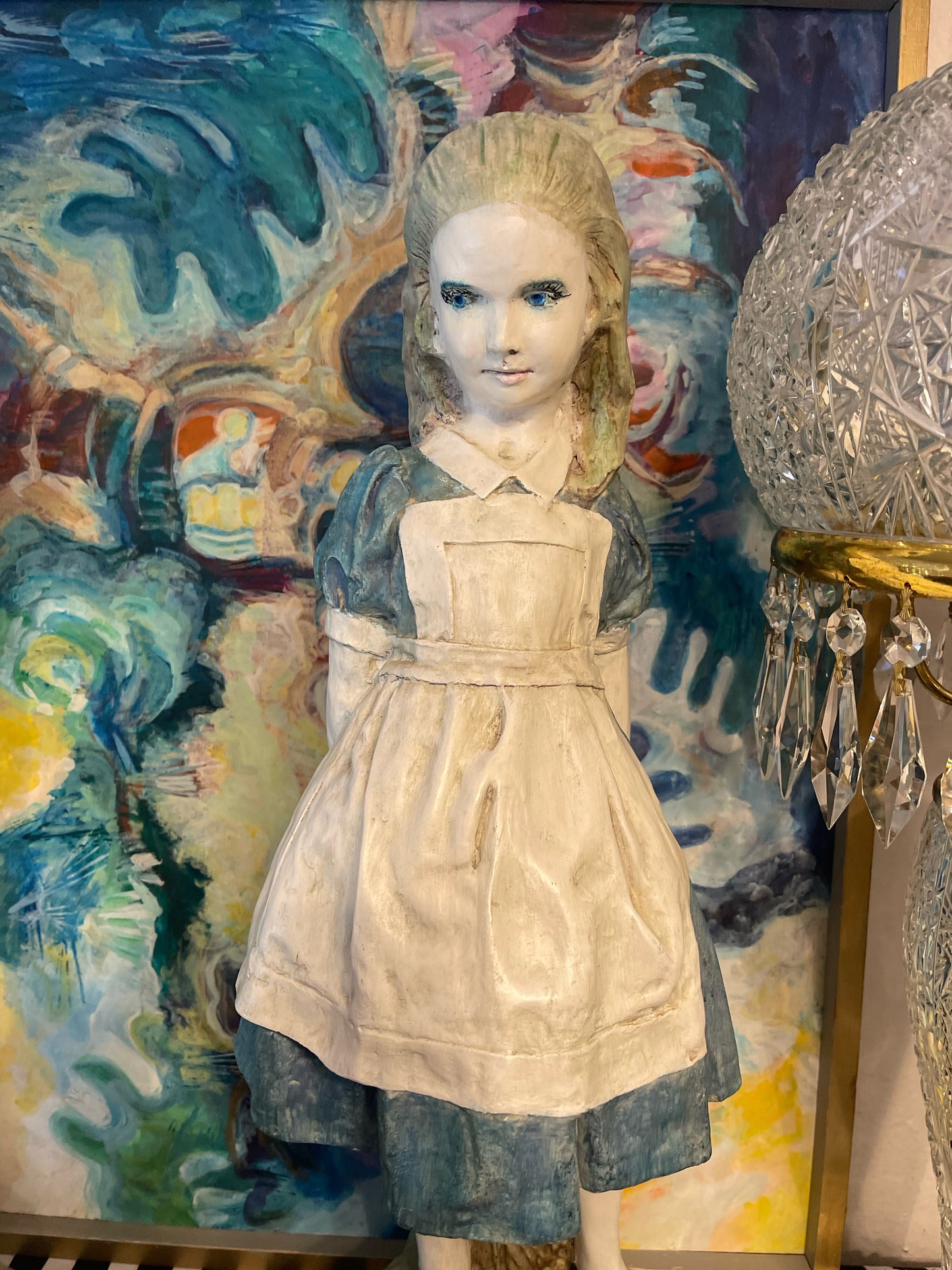 Vintage R Shipman Alice and the White Rabbit Statues, Alice in Wonderland Garden Statues