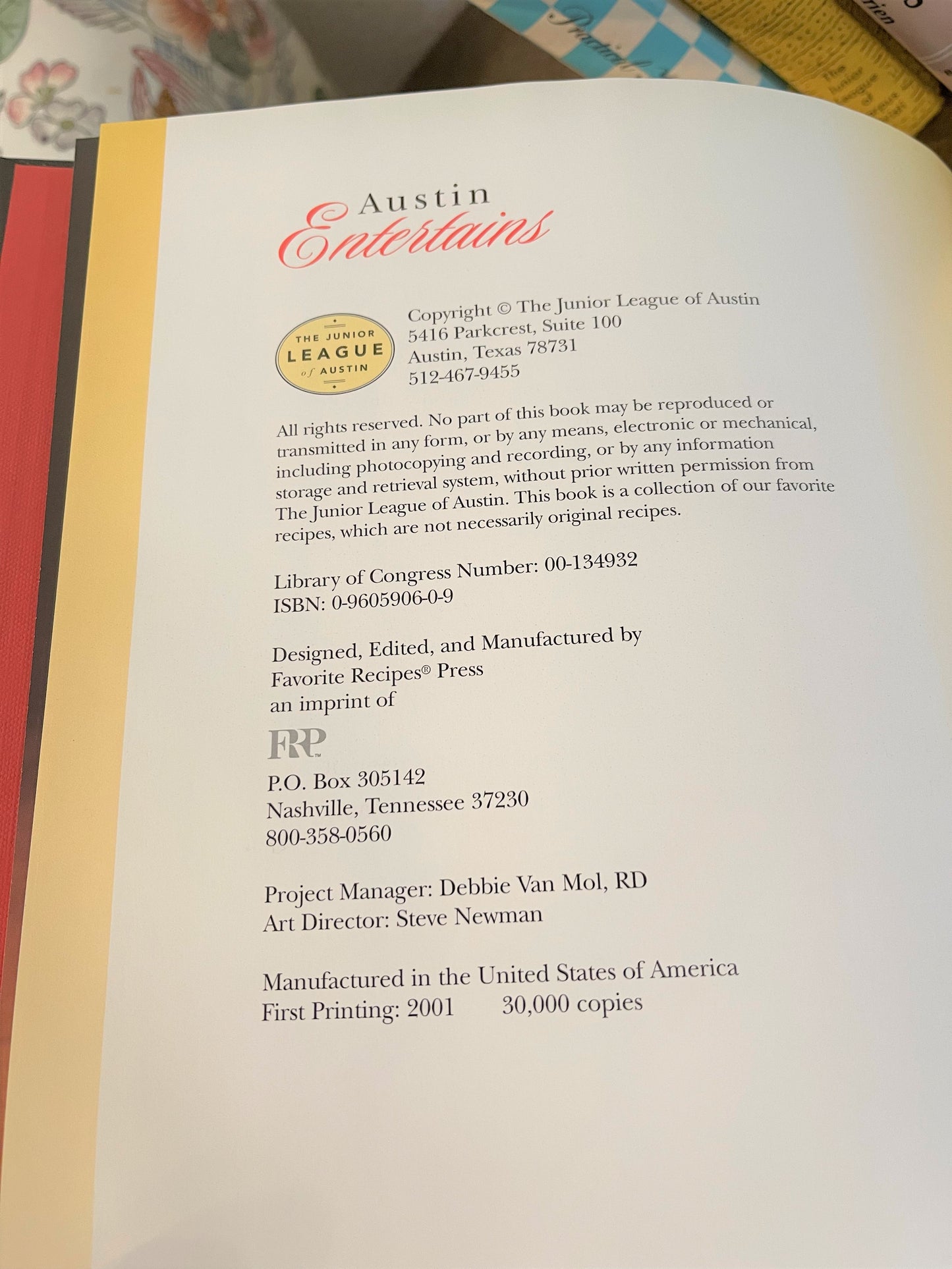 Austin Entertains Cookbook by The Junior League of Austin - First Printing