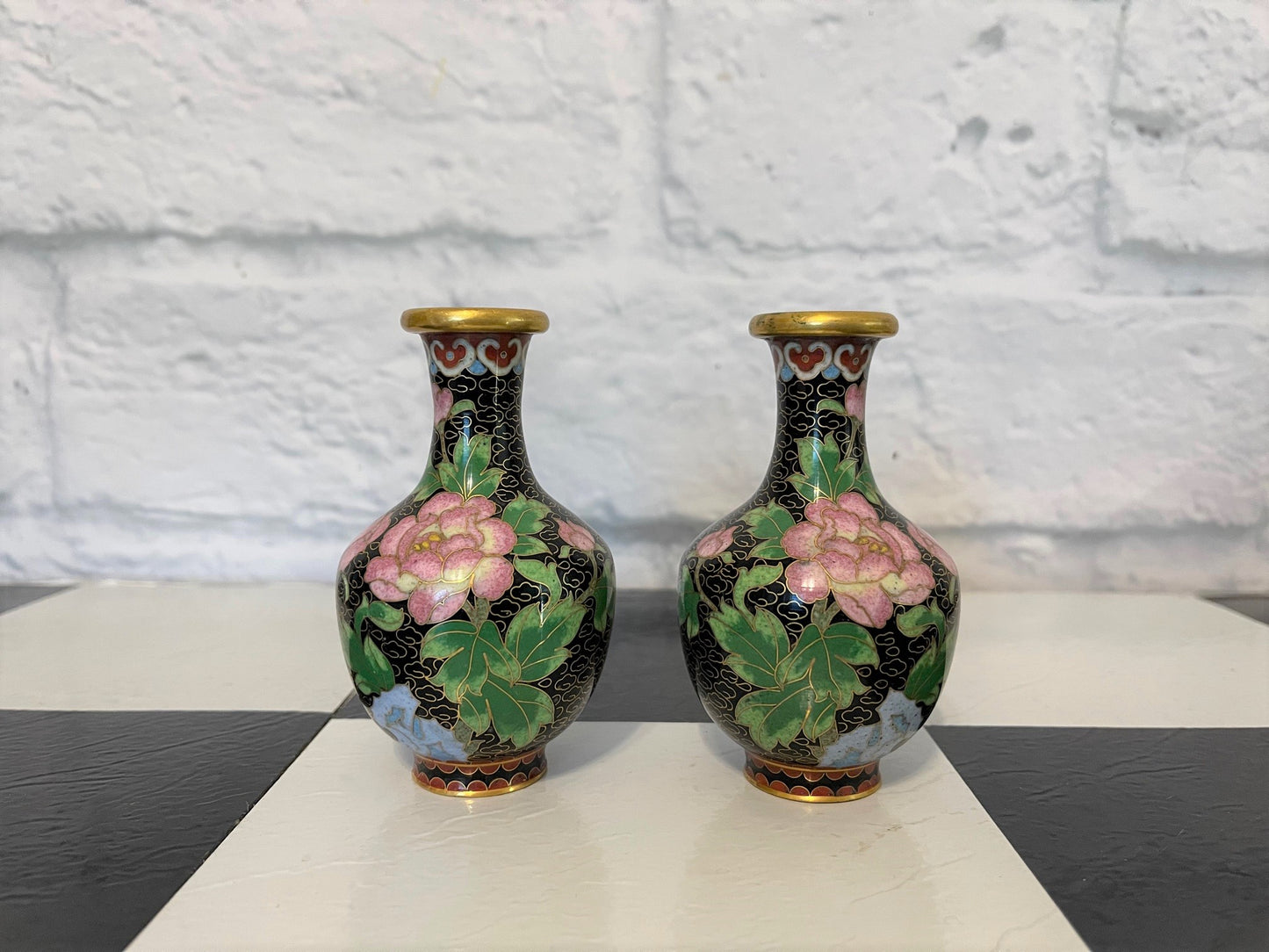 Chinoiserie Cloisonné Bud Vase - Vintage - 2 Available