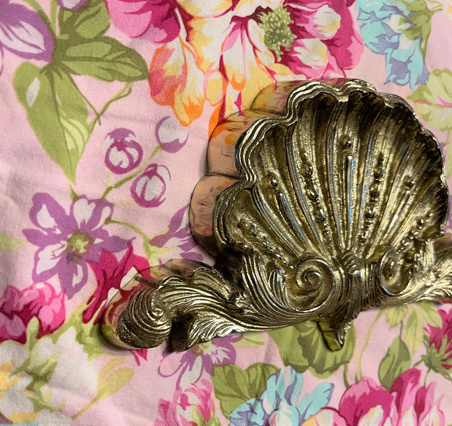 Brass Clam Shell Wall Hanging, Vintage