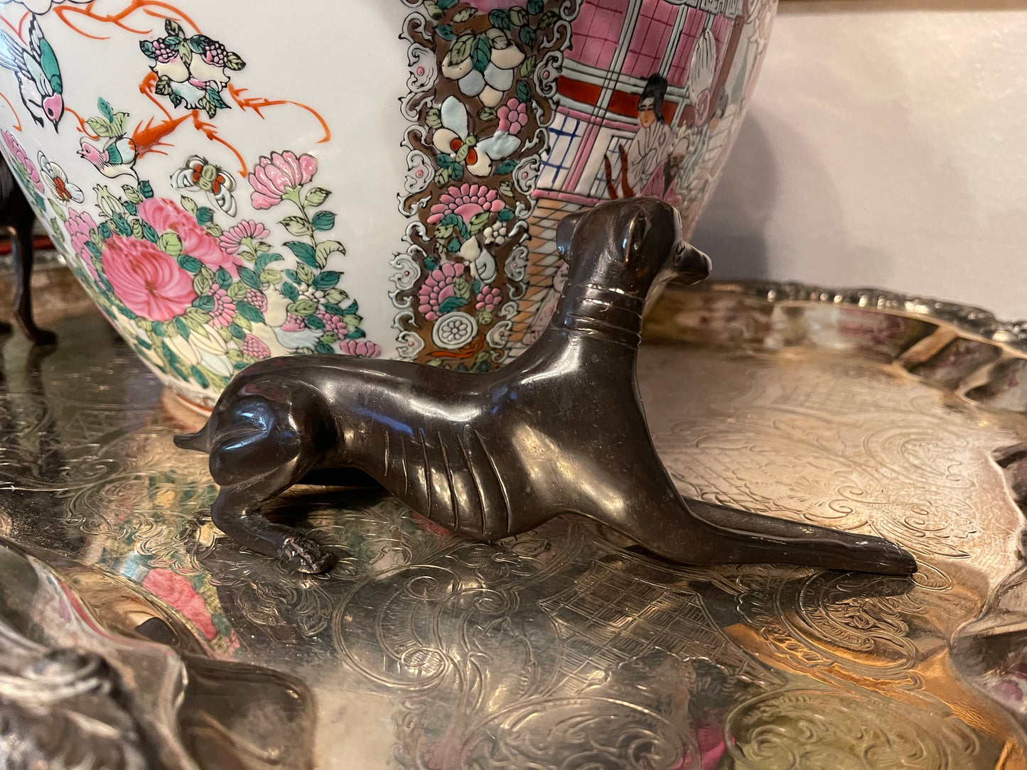 Vintage Pair of Metal Greyhounds , Bronze, Traditional Decor
