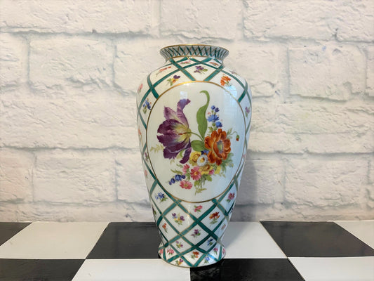 Italian Elios Hand-Painted Vase, Vintage Italian Porcelain Vase, Tabletop Decor