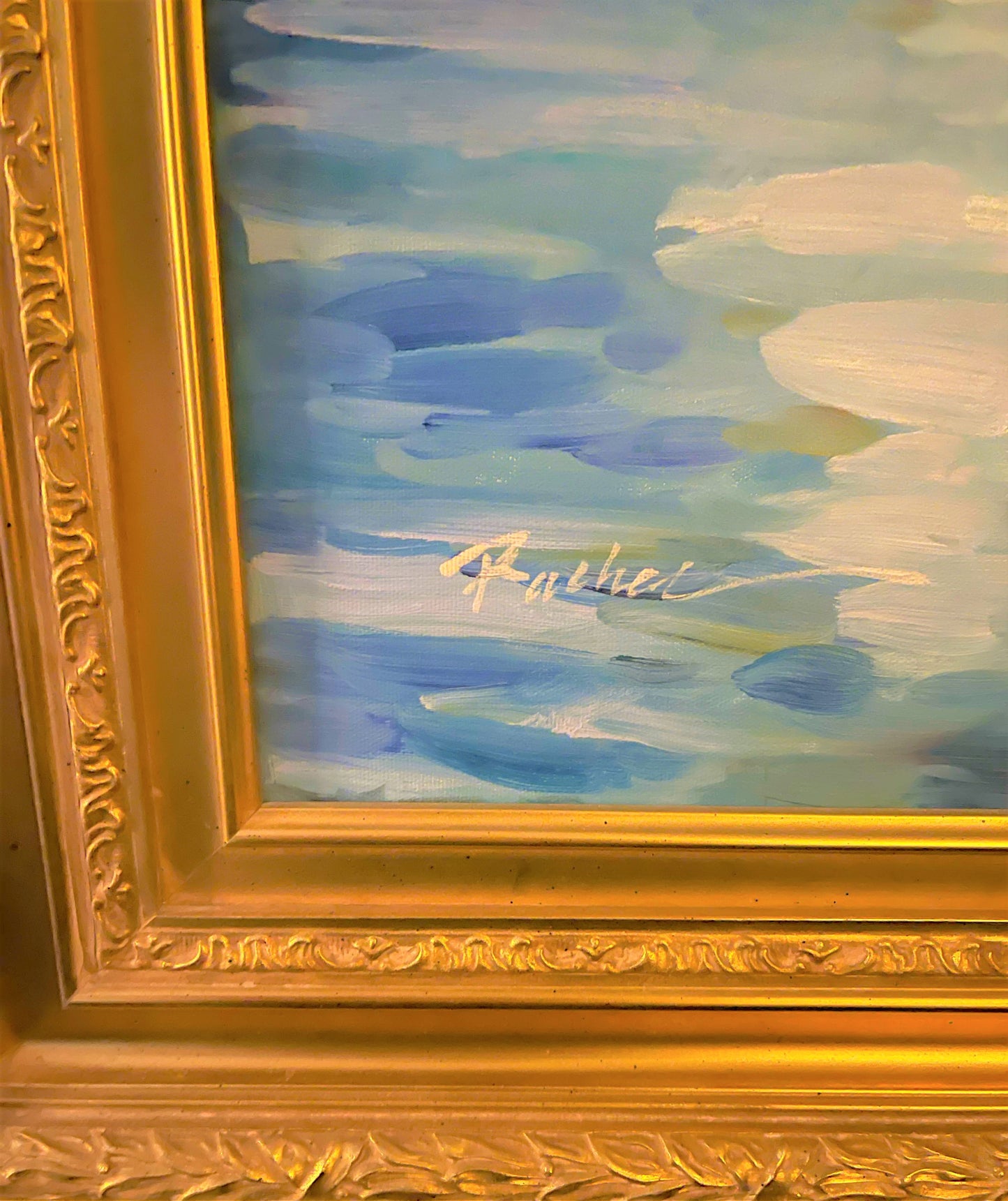 LARGE Vintage Children Playing in the Ocean Oil Painting, Seascape Holiday Oil Painting, Ornate Gold Frame, Vintage Coastal Painting