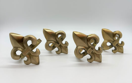 Gold Tole Fleur De Lis Napkin Rings - Set of 4