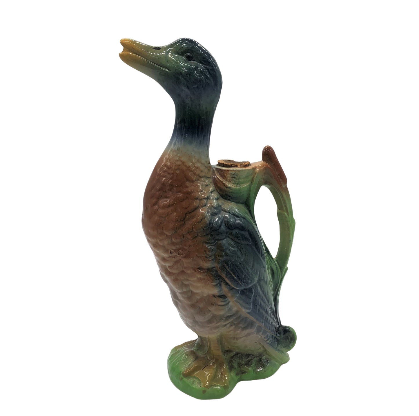 Vintage Majolica Duck Carafe, Pitcher, France