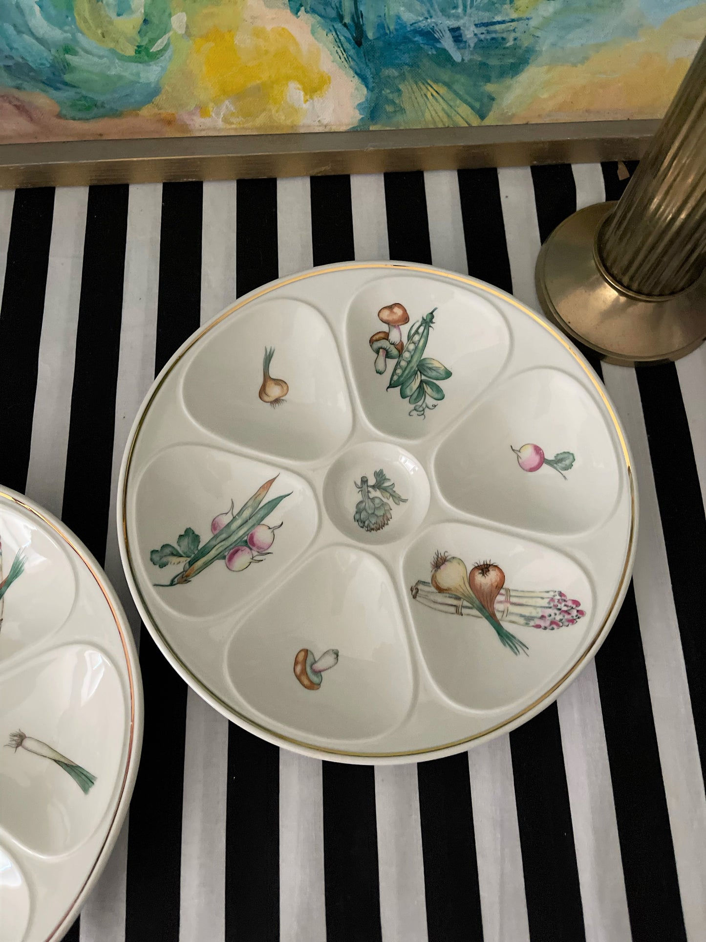 Louis Lourioux Le Foune Oyster Plates, French Oyster Plates, Set of Two Oyster Plates, Cauliflower Set