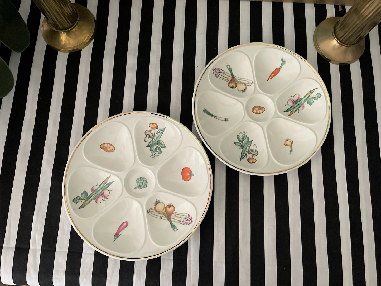 Vintage Louis Lourioux Le Foune Garden French Oyster Plates, Set of 2, ‘Potato Pair-1’