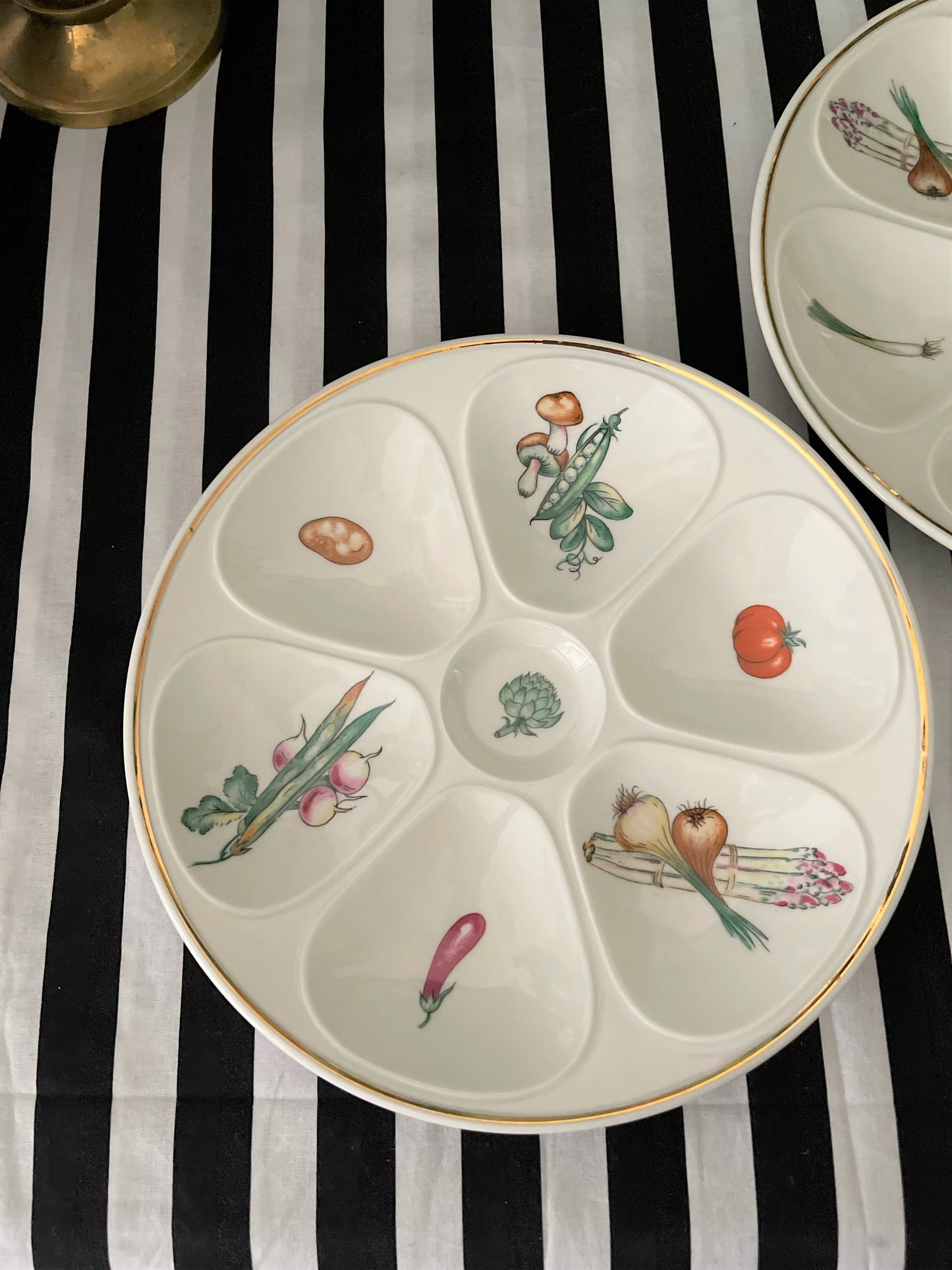 Vintage Louis Lourioux Le Foune Garden French Oyster Plates, Set of 2, ‘Potato Pair-1’