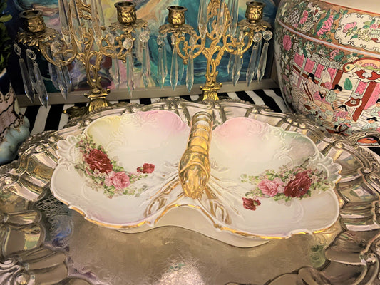 Toyo Gilt Lobster Handle Serving Dish Antique Vintage Lobster Dish Victorian Dish