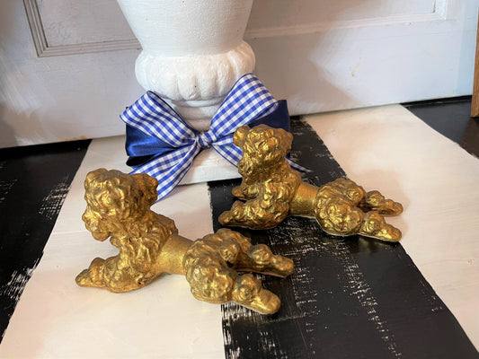 Vintage Chalkware Poodles, Gold, Fantastic Pair