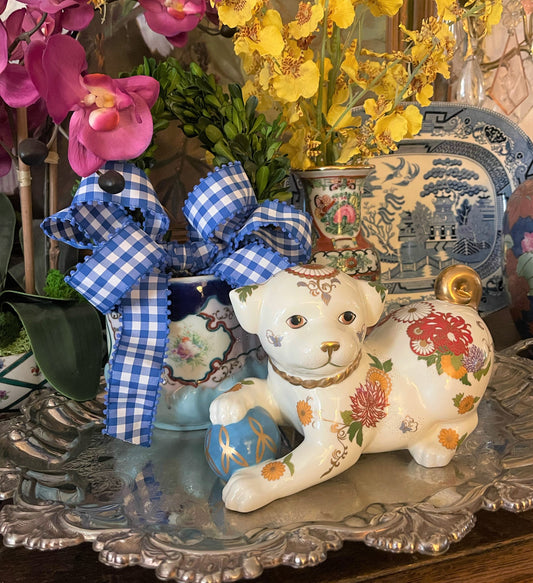 Vintage Chinoiserie Polychrome IMPERIAL PUPPY OF SATSUMA, Hand Painted, Vibrant Colors