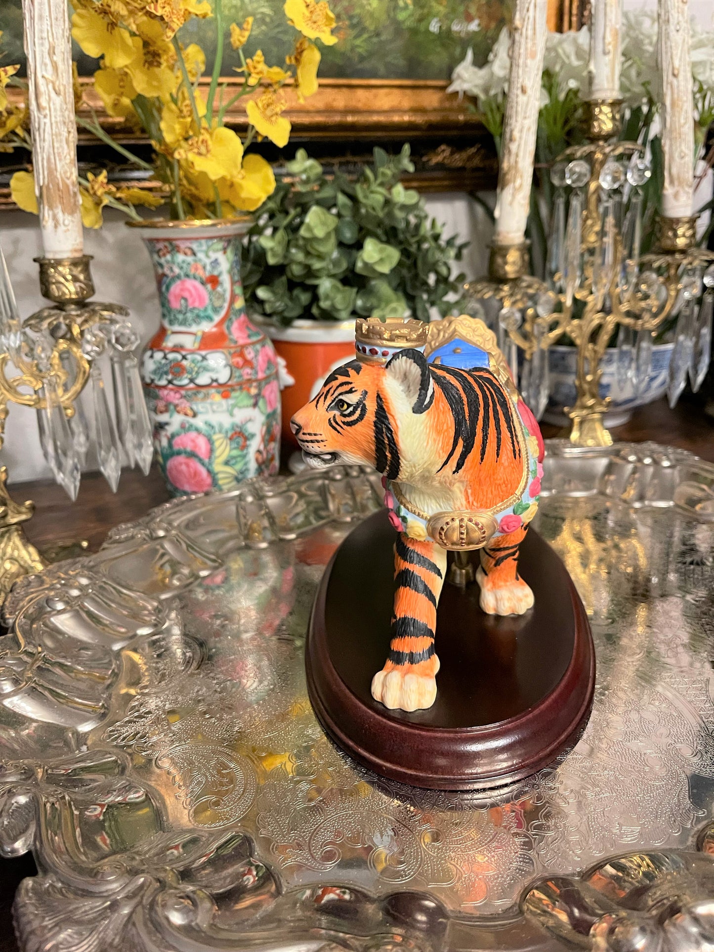 Vintage 1995 The Tiger Prince Lenox Carousel Limited Edition Figurine on Wood Base