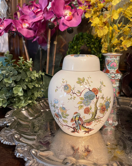 Masons BIRD OF PARADISE Ironstone Ginger Jar, Vintage