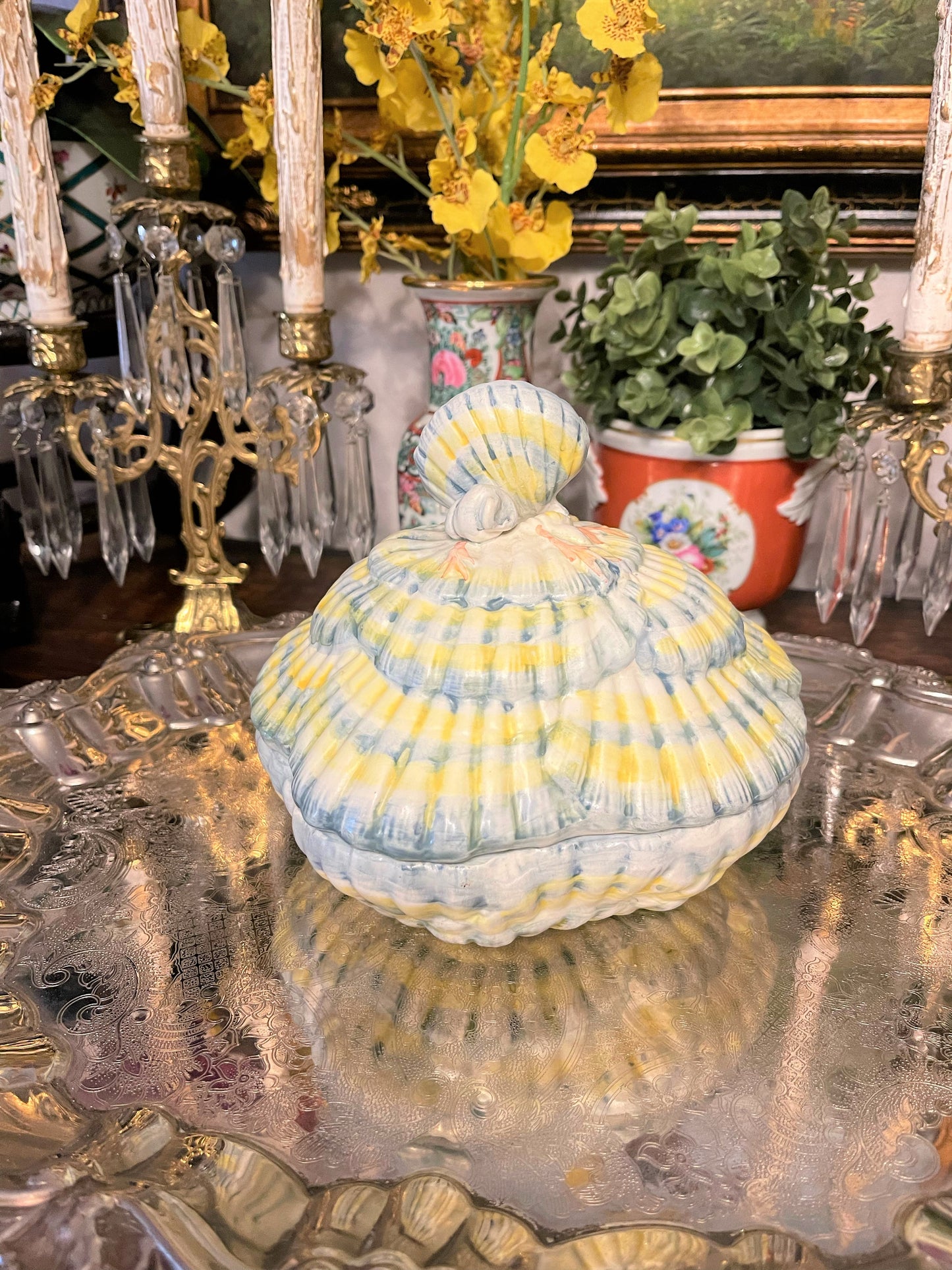 Vintage Mieselman Shell Tureen, Made in Italy