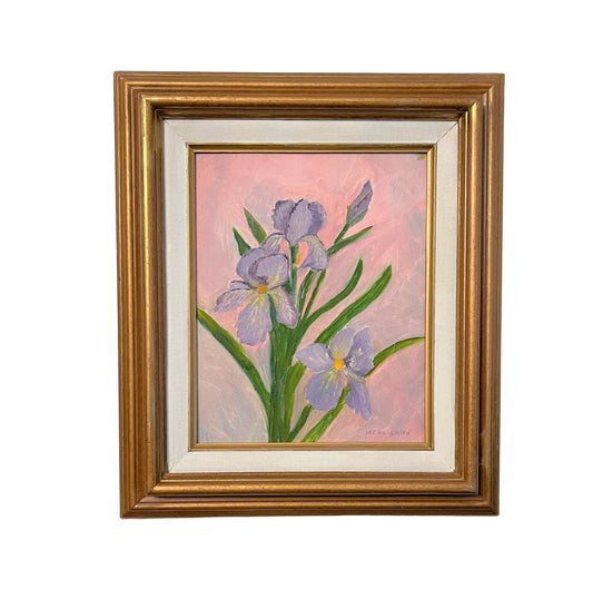 Original Painting, Vintage Original Art, Pink and Green, Curated Nursery, Grandmillennial decor, Southern home decor,