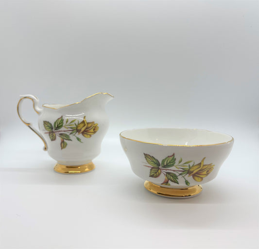 Paragon Yellow Rose Creamer and Sugar Bowl Set - Vintage  - Made in England
