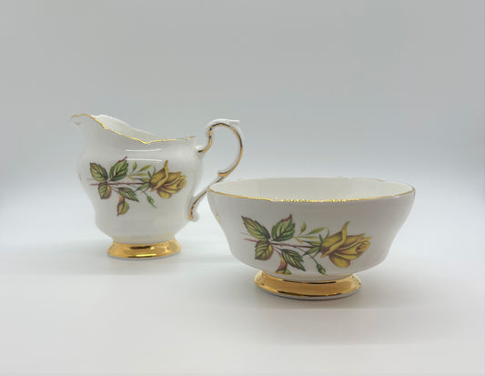 Paragon Yellow Rose Creamer and Sugar Bowl Set - Vintage  - Made in England