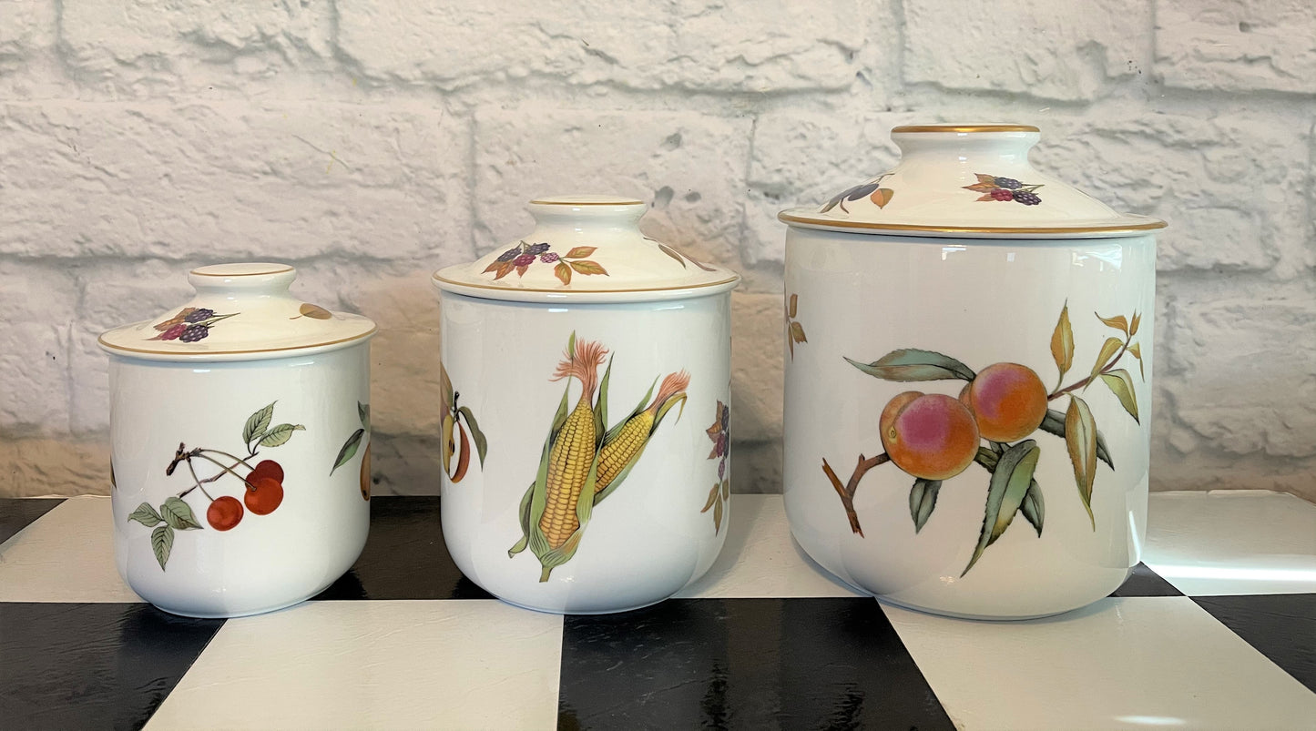 Set of Royal Worcester Canisters, Made in England, Vintage, Beautifully Hand-Painted