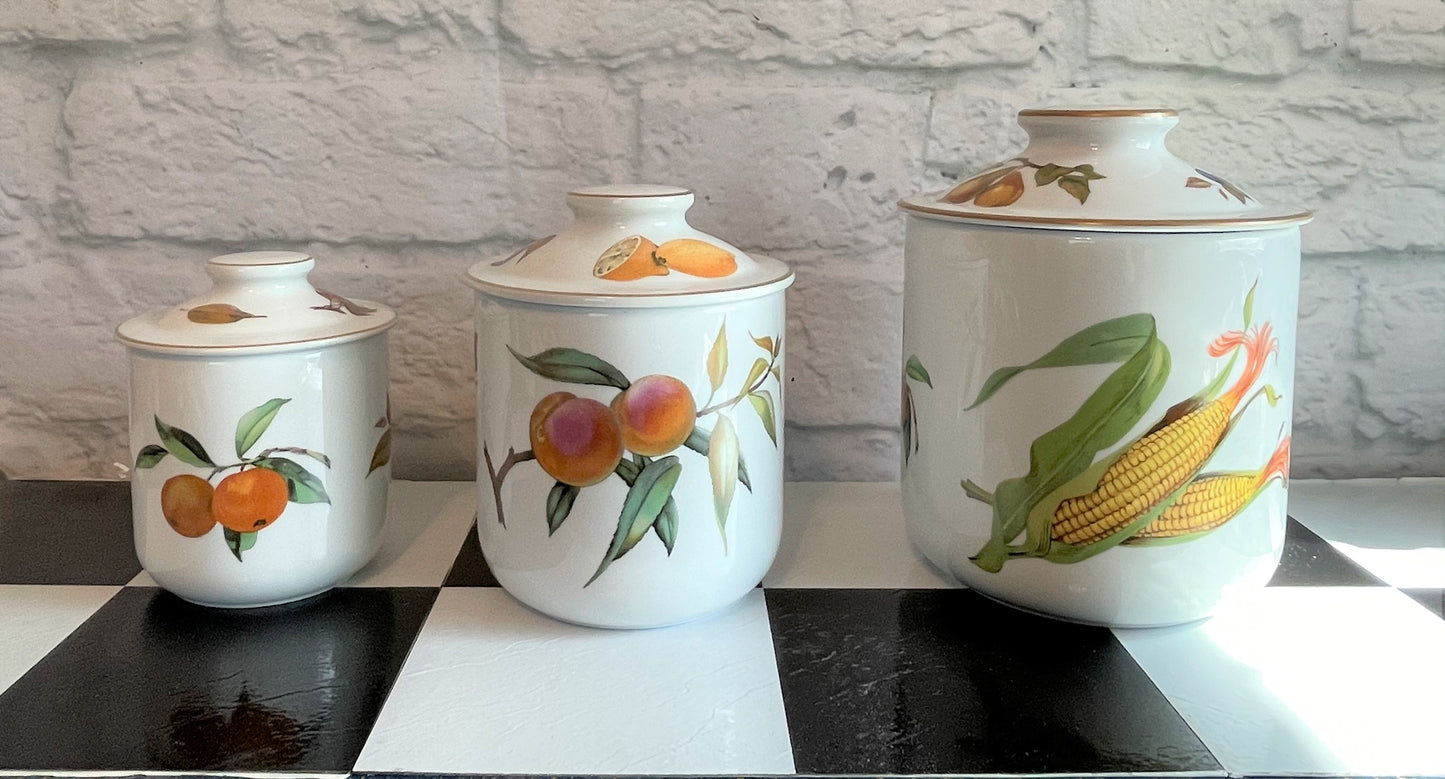 Set of Royal Worcester Canisters, Made in England, Vintage, Beautifully Hand-Painted