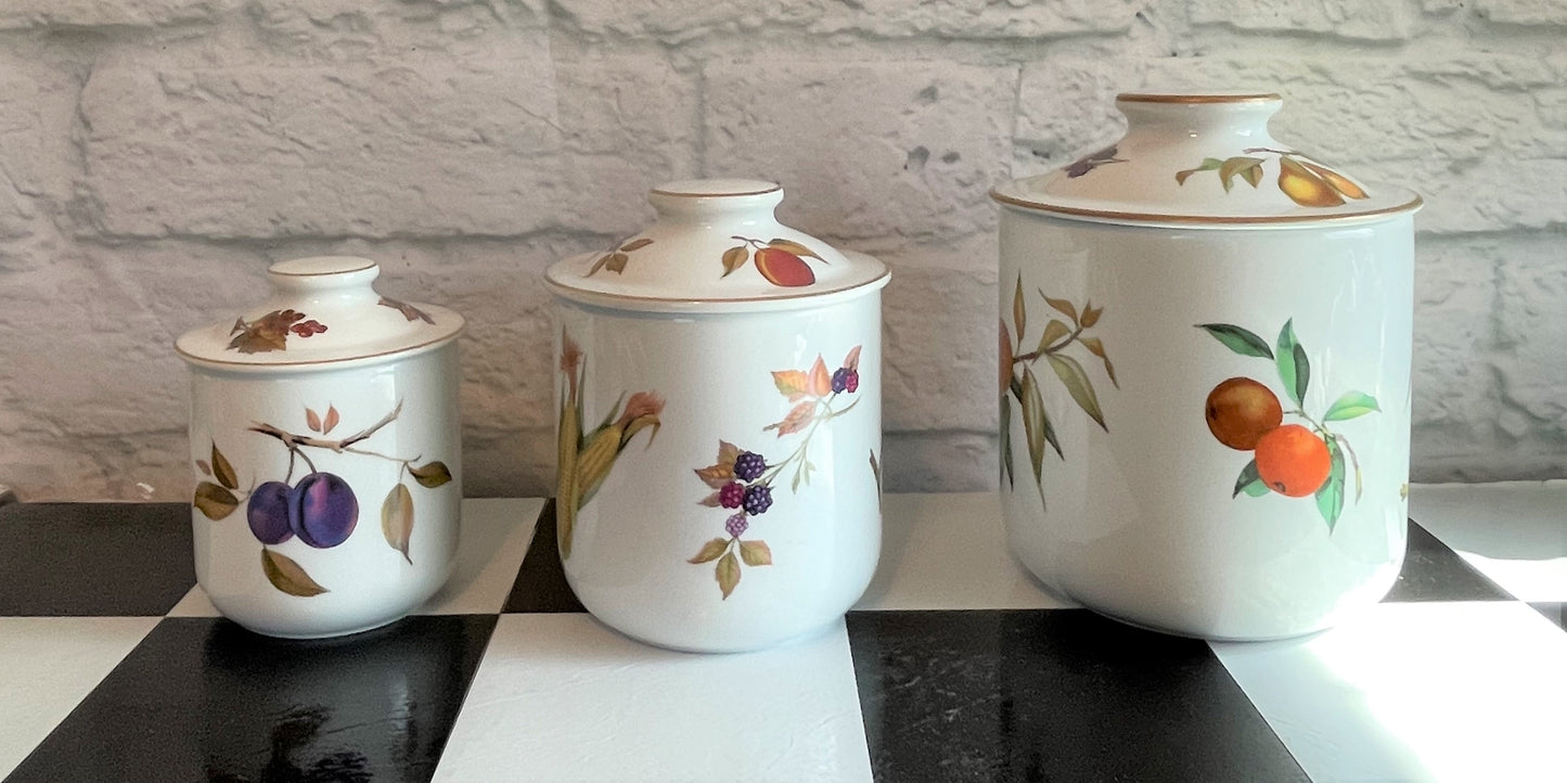 Set of Royal Worcester Canisters, Made in England, Vintage, Beautifully Hand-Painted