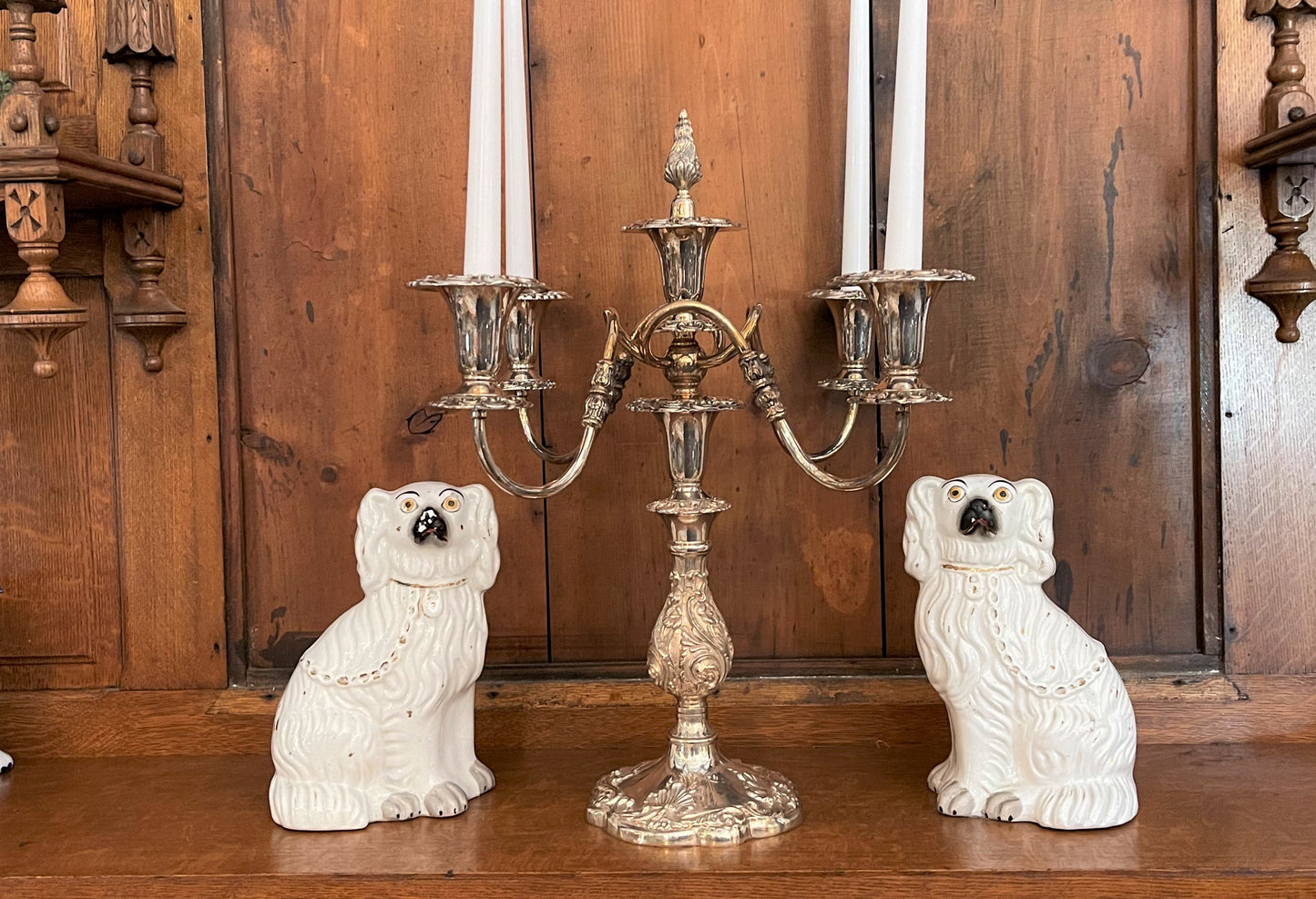 Sheffield Silver Co. 5 Light Candelabra with Snuffer, Rococo Style, Vintage, Silver Plate