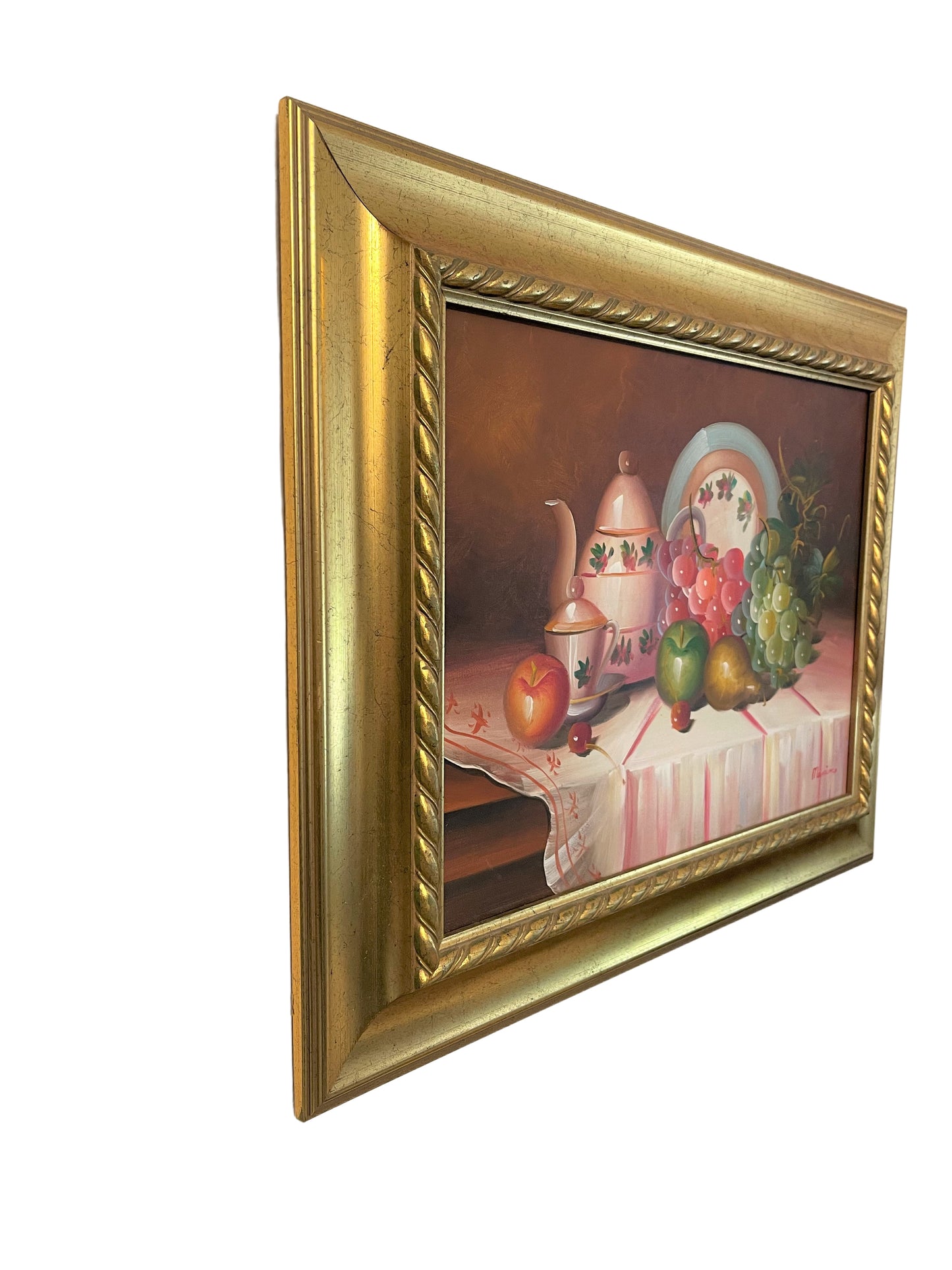 Pretty Table Setting in Acrylic on Canvas - Original Painting - Vintage