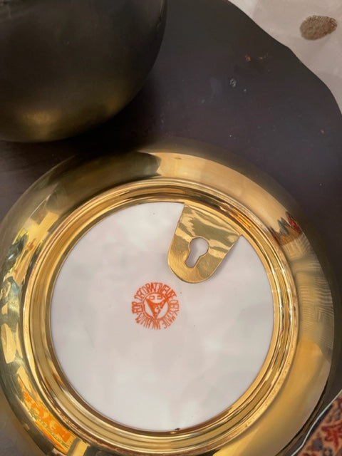 TobaccoLeaf Bowl ensconced in Brass, Lovely Home Decor, Vibrant Colors, Grandmillennial Favorite
