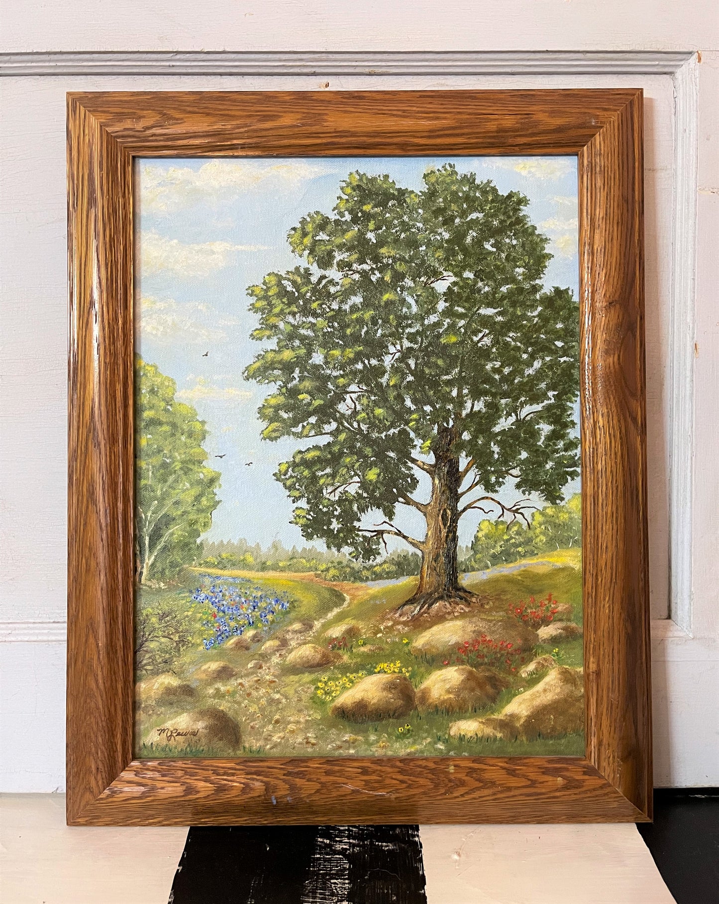 Texas Landscape, Original Painting, Vintage, Framed
