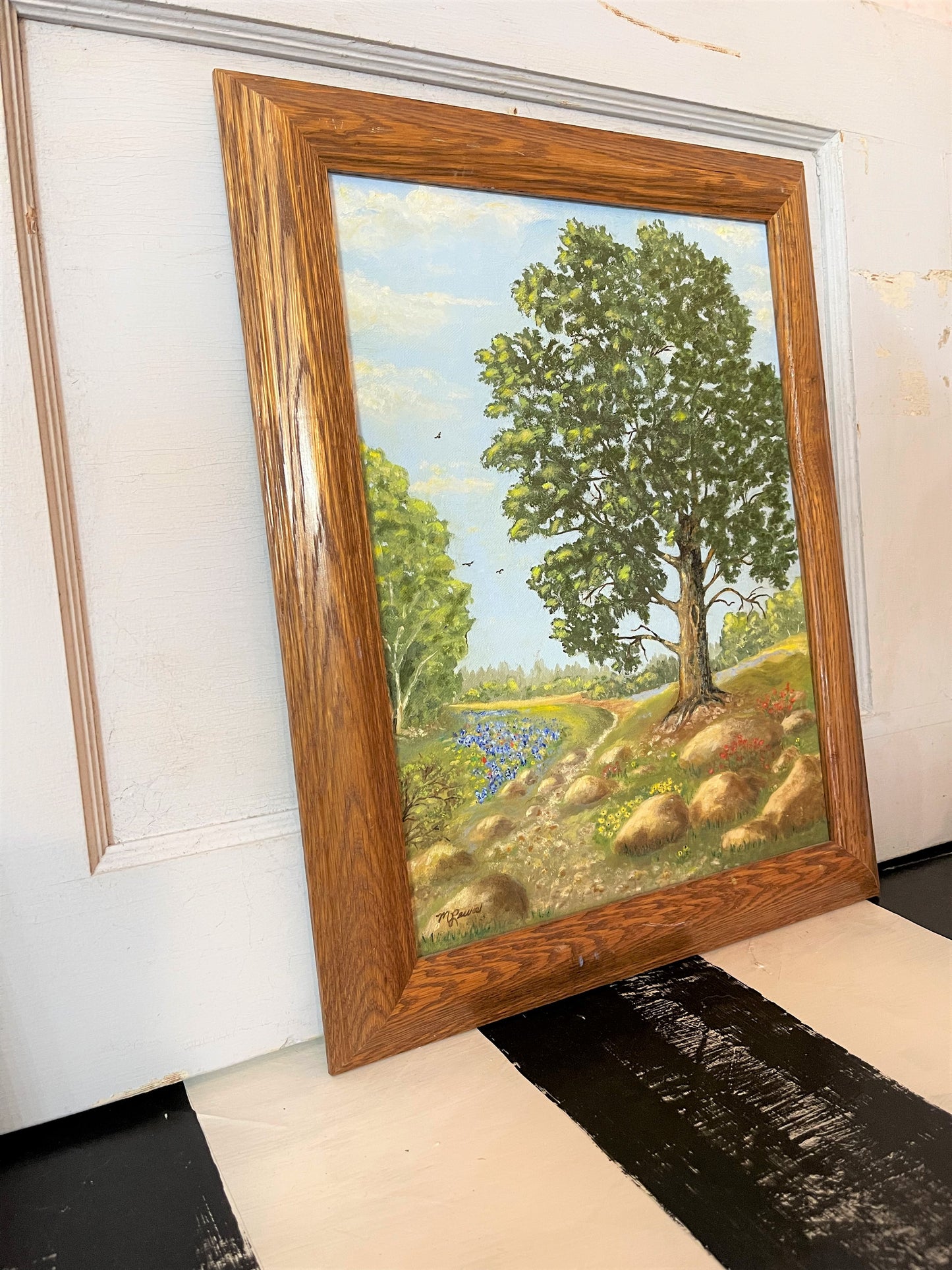 Texas Landscape, Original Painting, Vintage, Framed