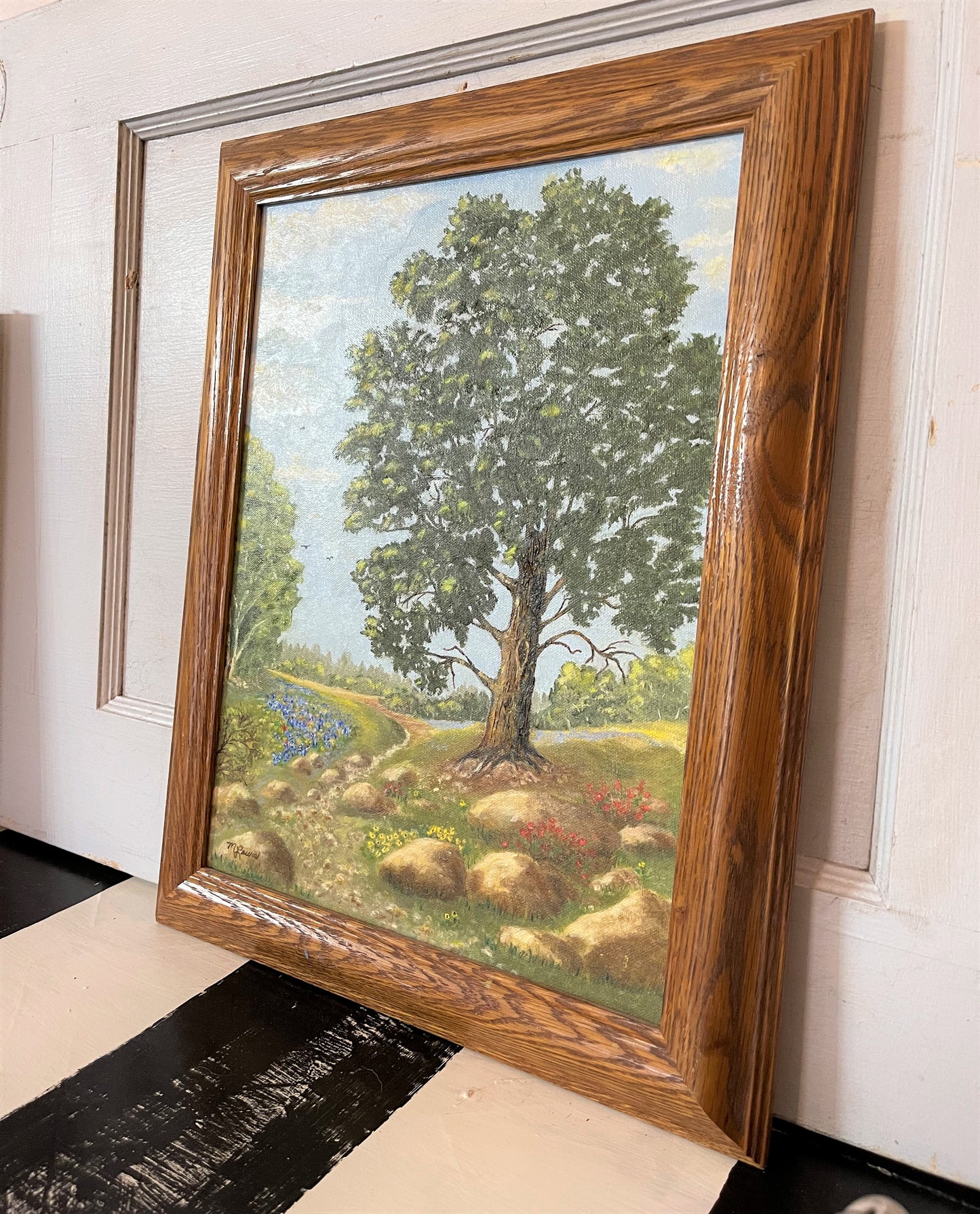 Texas Landscape, Original Painting, Vintage, Framed
