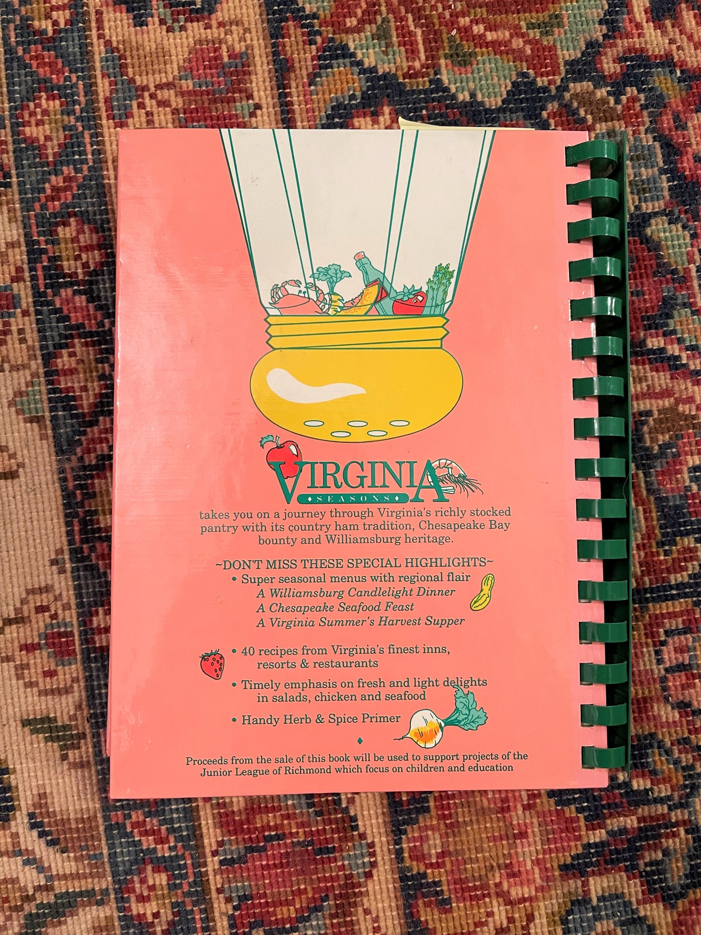 Virginia Seasons Junior League of Richmond Cookbook, Vintage 1993 Edition