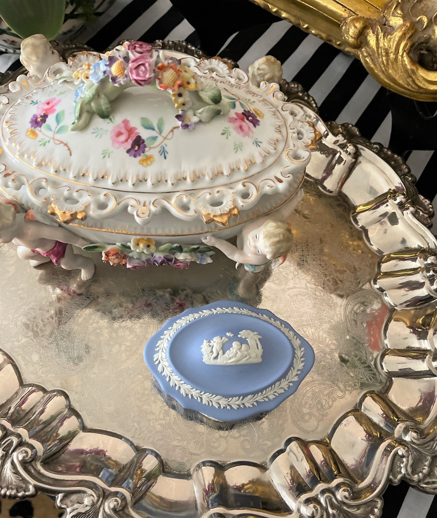Wedgwood Lidded Dish with Cherubs and Laurel, Wedgwood Trinket Box