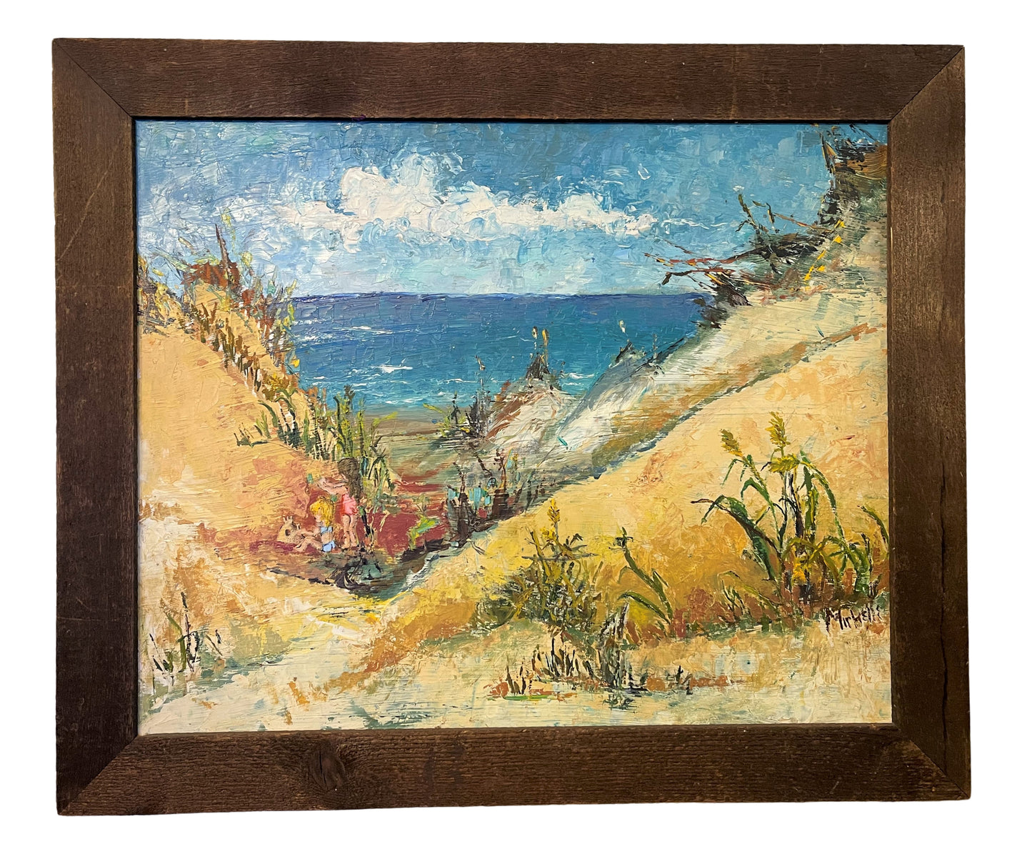 Sandcastles on the Beach - Original Painting - Vintage
