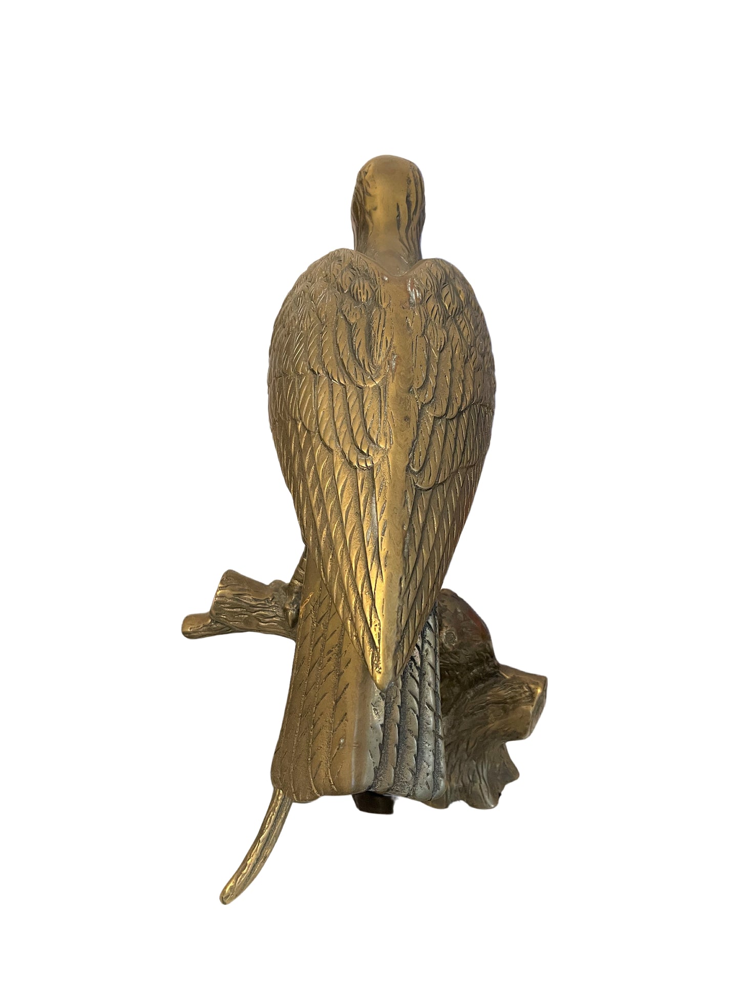 Vintage Brass Bird of Prey Statuette on Tree Branch