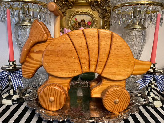 Solid Wood Hand Crafted Ride-On Armadillo